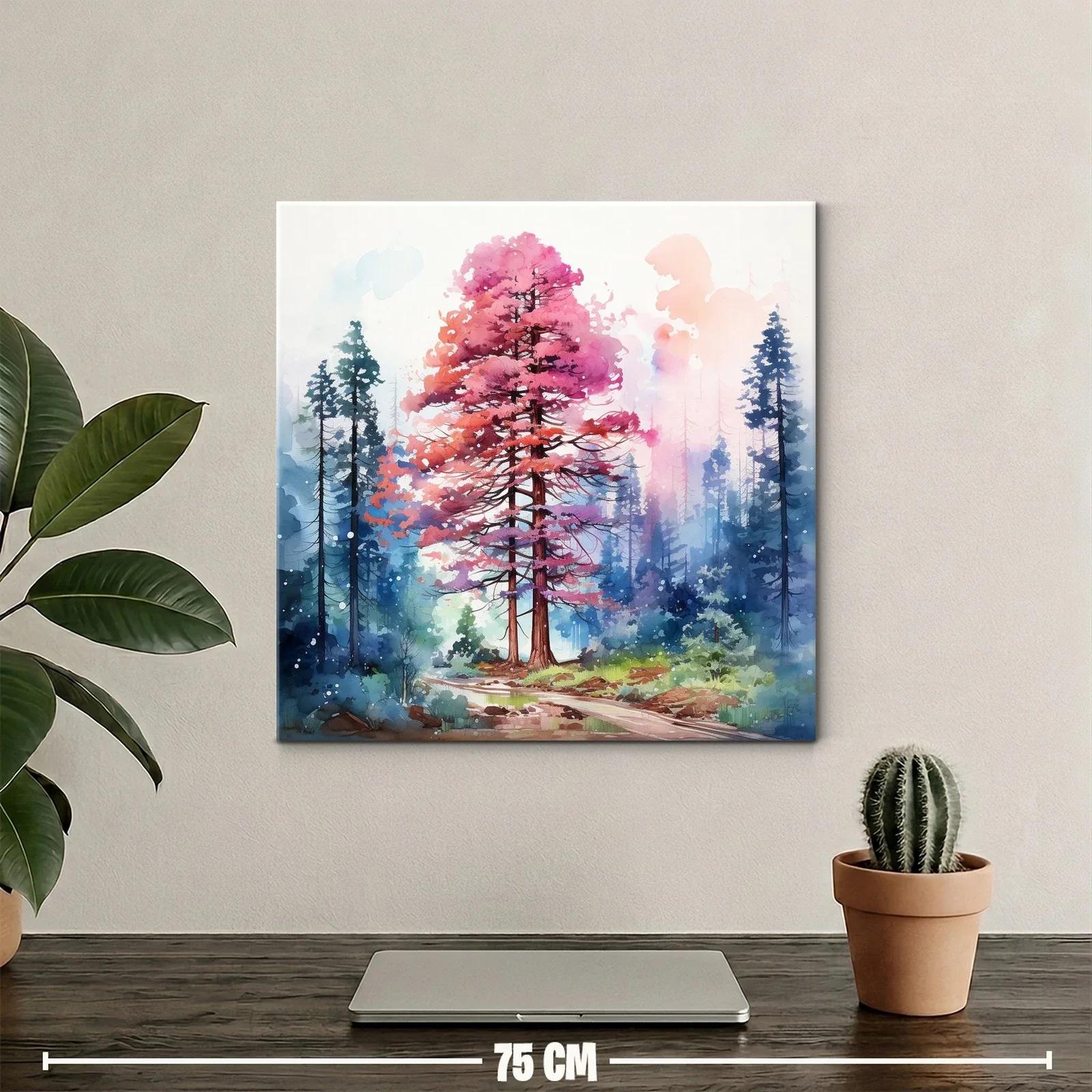 Bosque onírico con árboles en tonos rosas y azules — miniatura 2