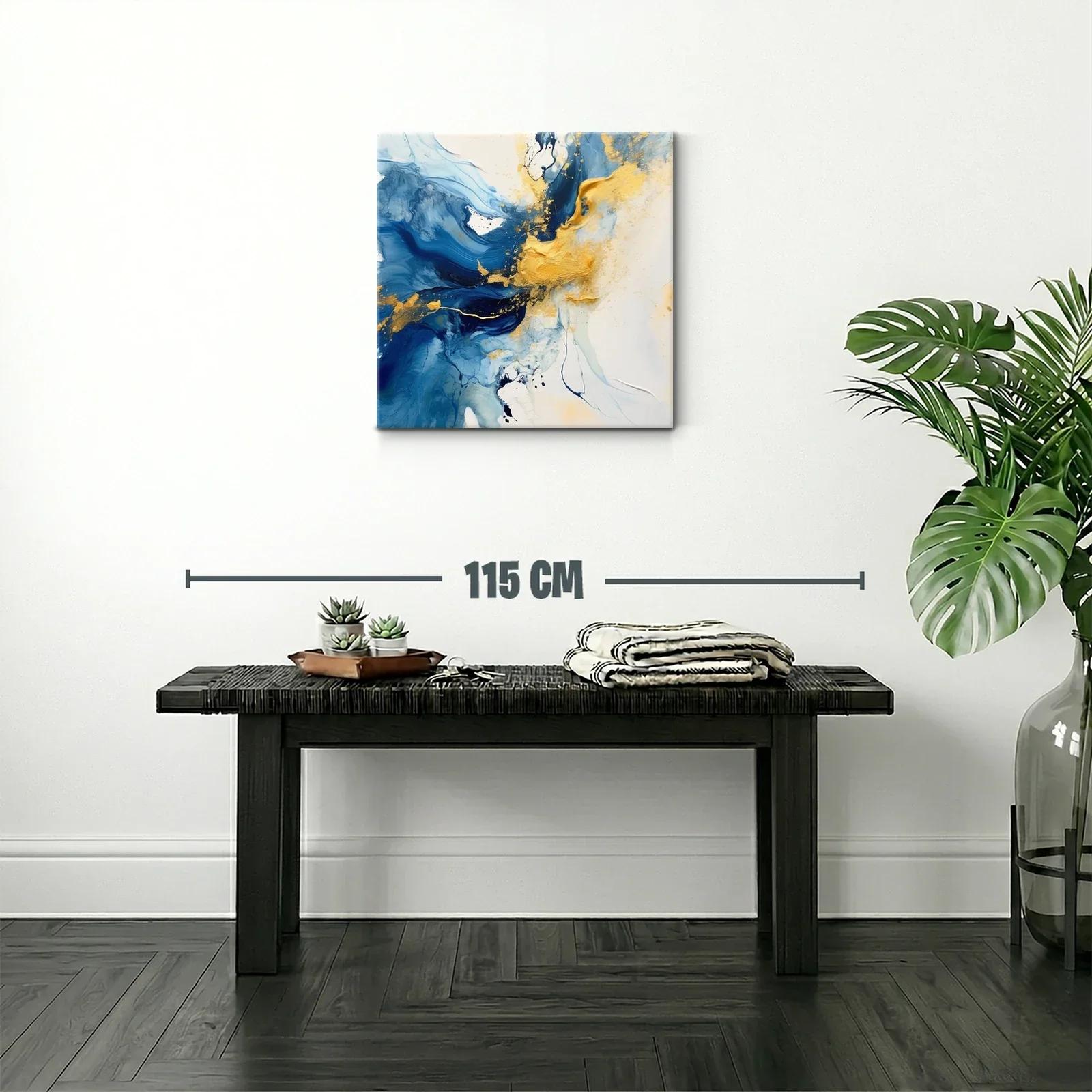 Arte abstracto con tonos azul y dorado vibrante — miniatura 2