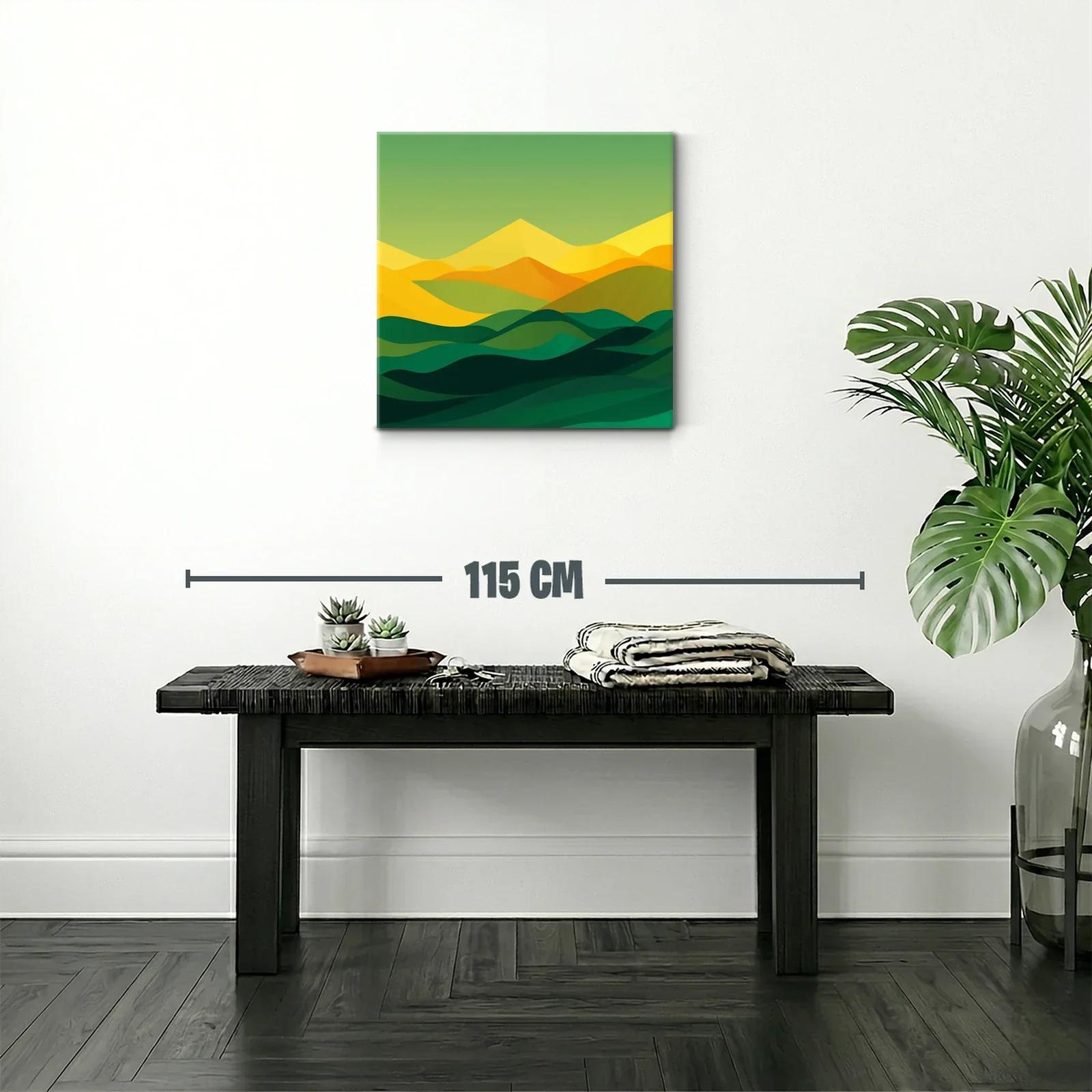 Paisaje abstracto en tonos verdes y amarillos cálidos — miniatura 2