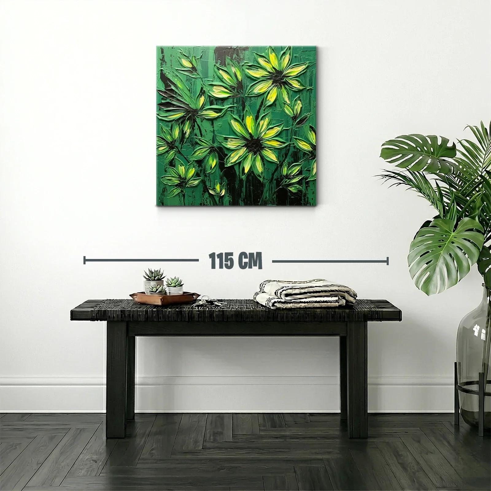 Cuadro floral con vibrantes tonos verdes y amarillos — miniatura 2