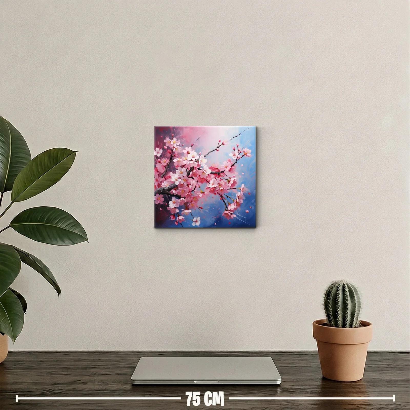 Rama de flores de cerezo en tonos rosa y azul — miniatura 2