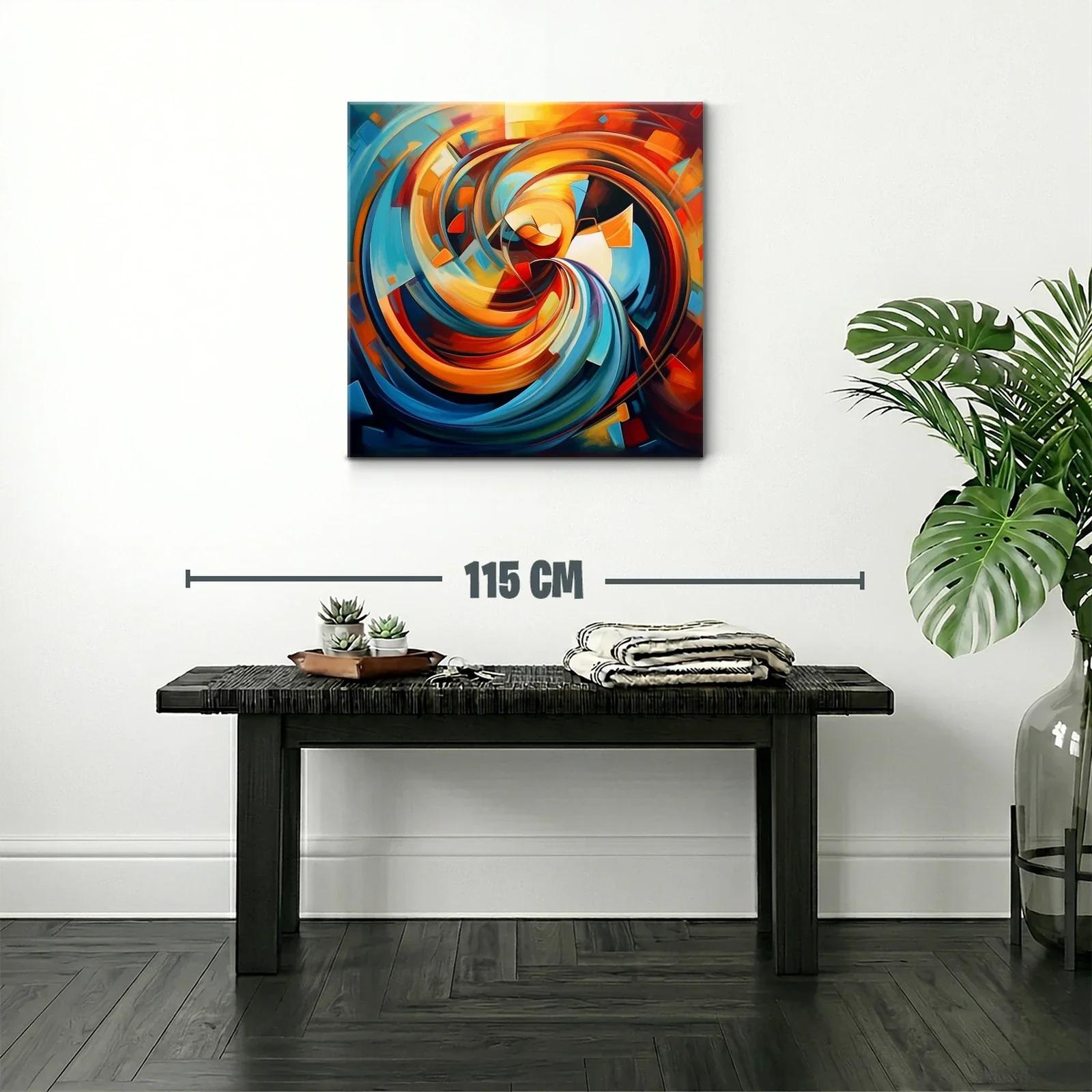 Cuadro abstracto con espirales vibrantes y tonos cálidos — miniatura 2
