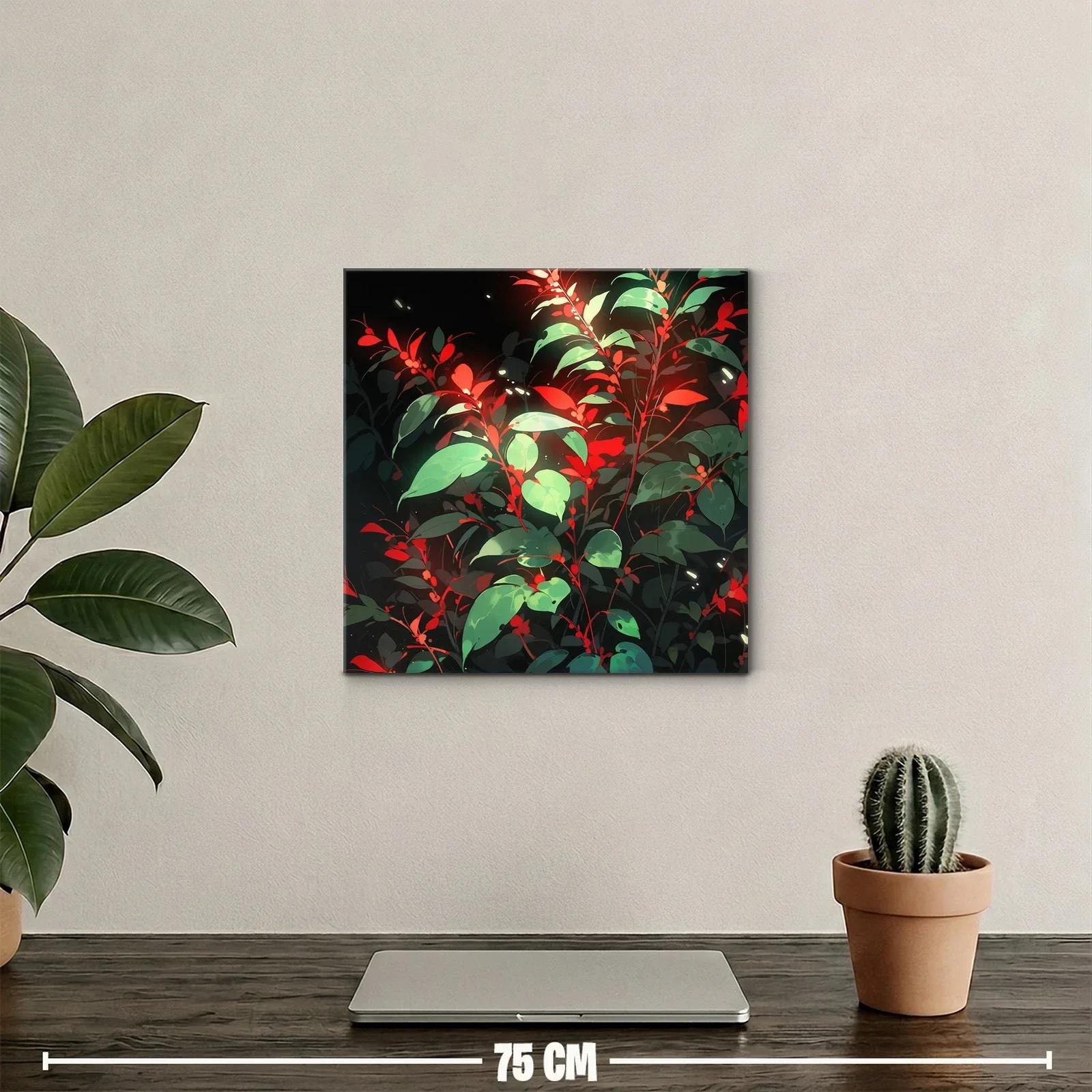 Naturaleza vibrante con hojas verdes y toques rojos llamativos — miniatura 2
