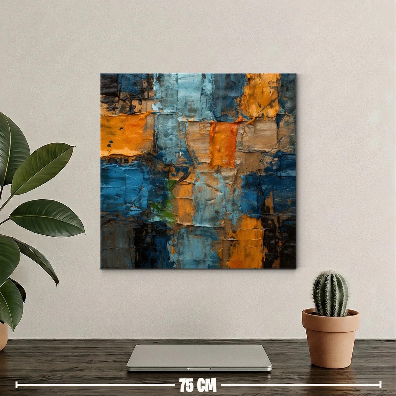 Composición abstracta con tonos azul y ocre vibrantes — miniatura 2