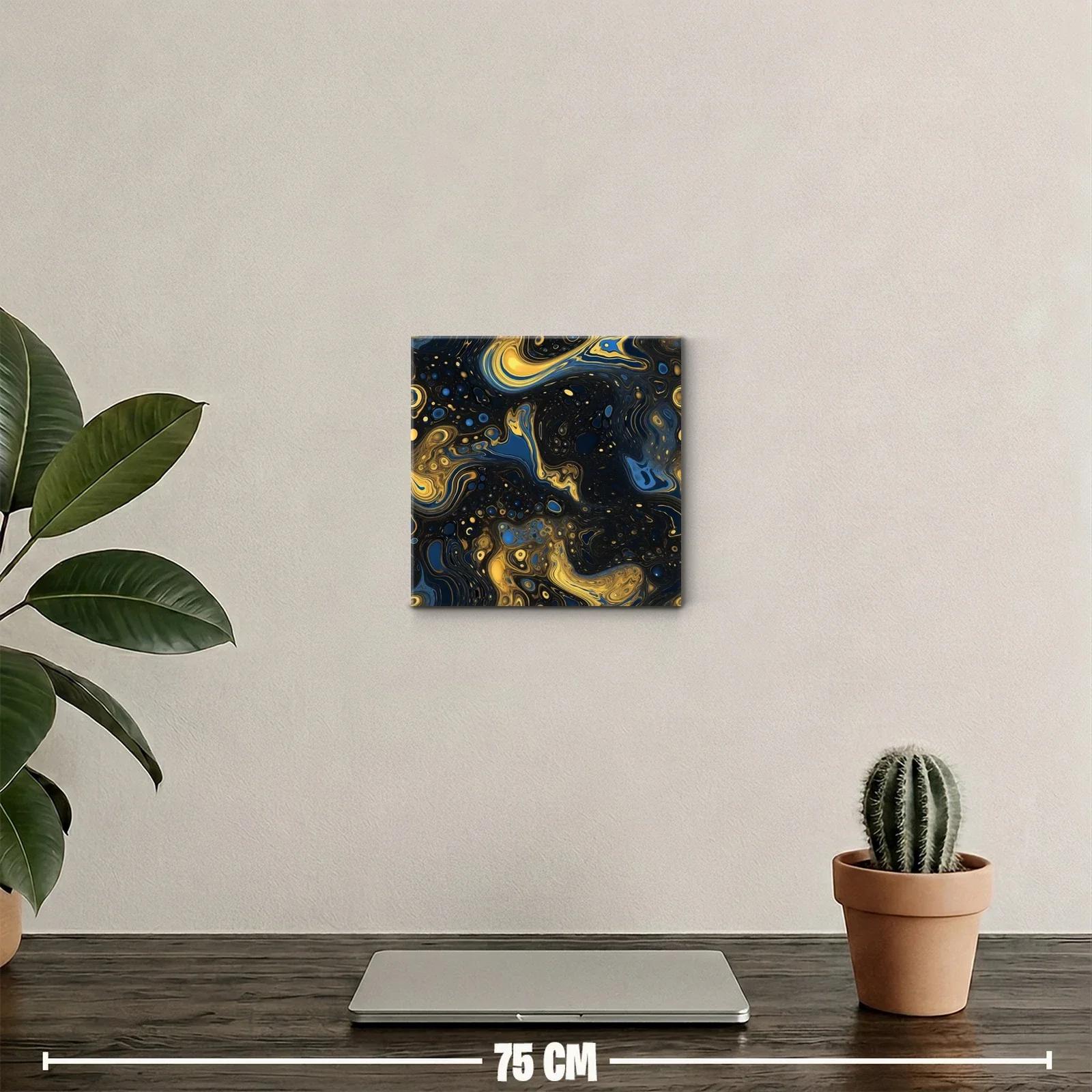 Arte abstracto en tonos azul y dorado brillante — miniatura 2