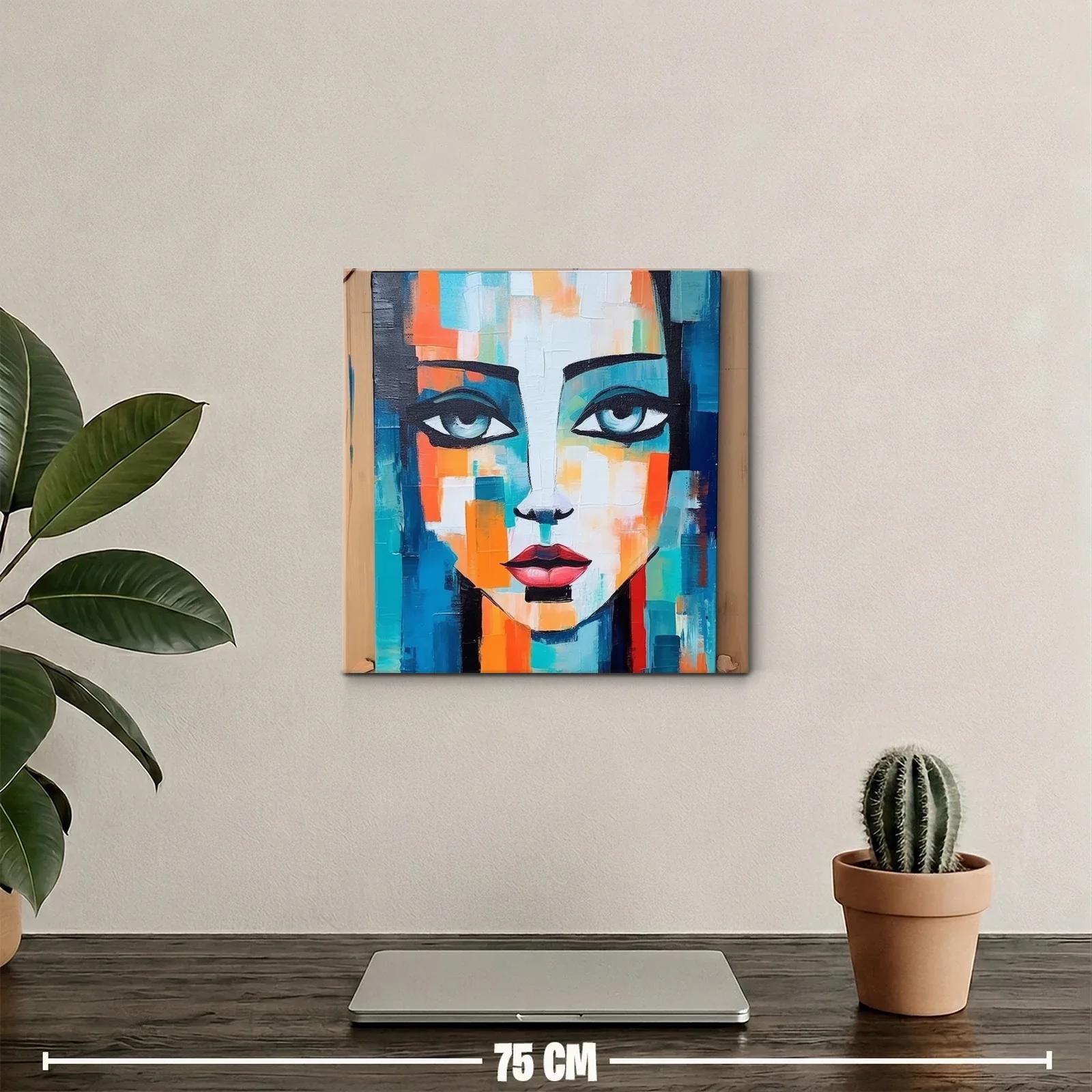 Rostro femenino vibrante con tonos azul y naranja — miniatura 2