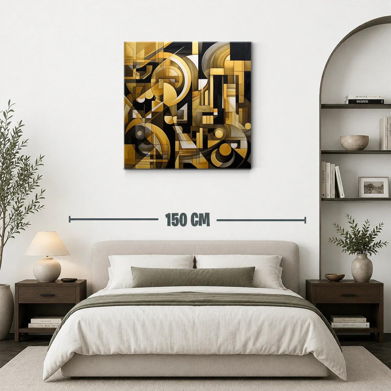 Composición geométrica abstracta en tonos dorados y negros — miniatura 3