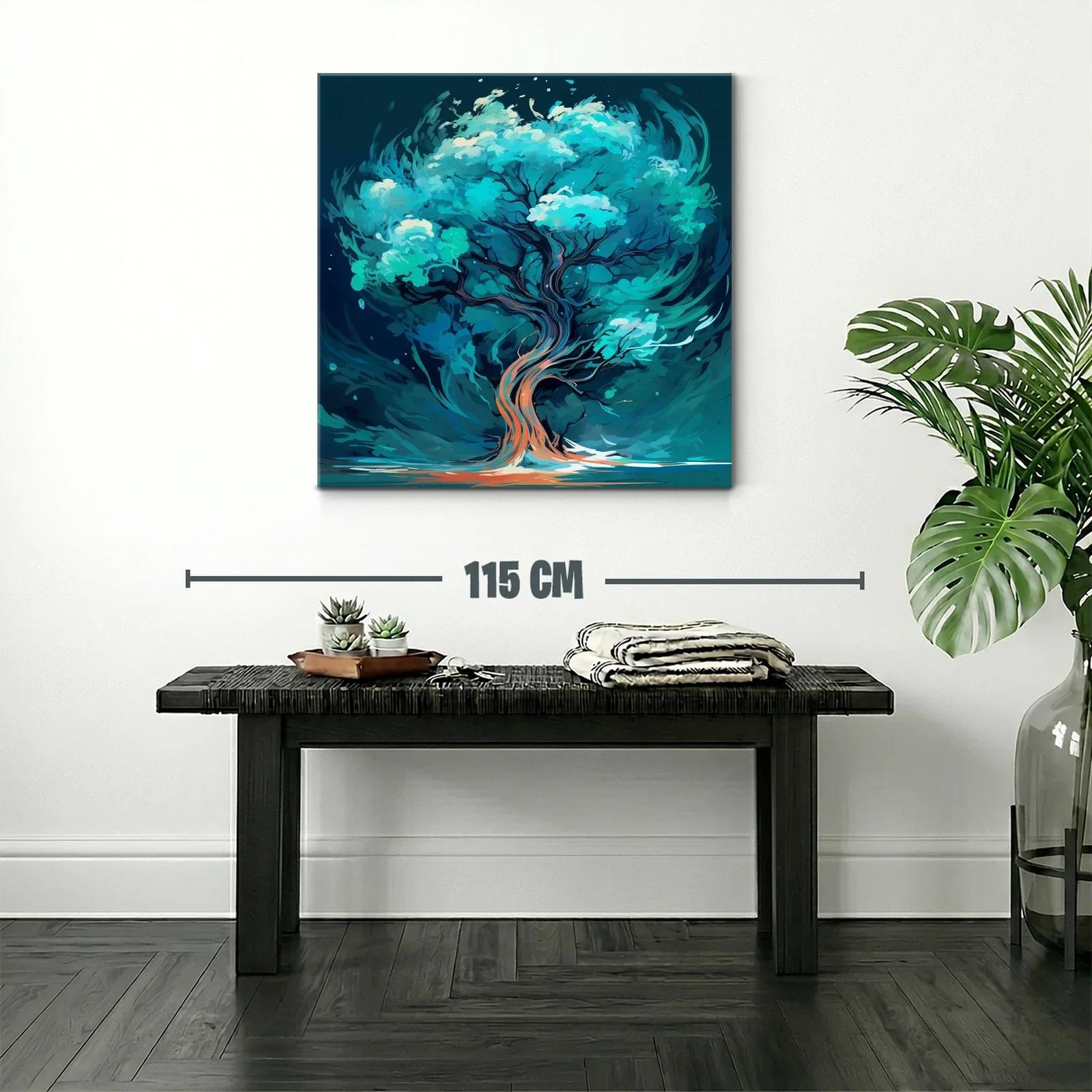 Árbol vibrante en tonos turquesa y azul profundo — miniatura 2