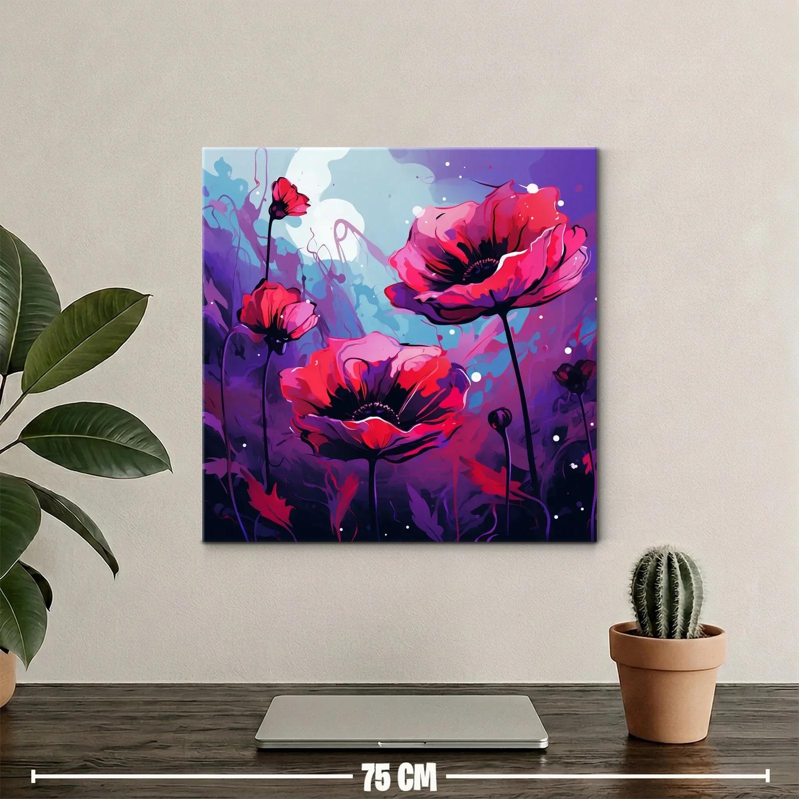Flores rojas vibrantes sobre fondo púrpura y azul — miniatura 2