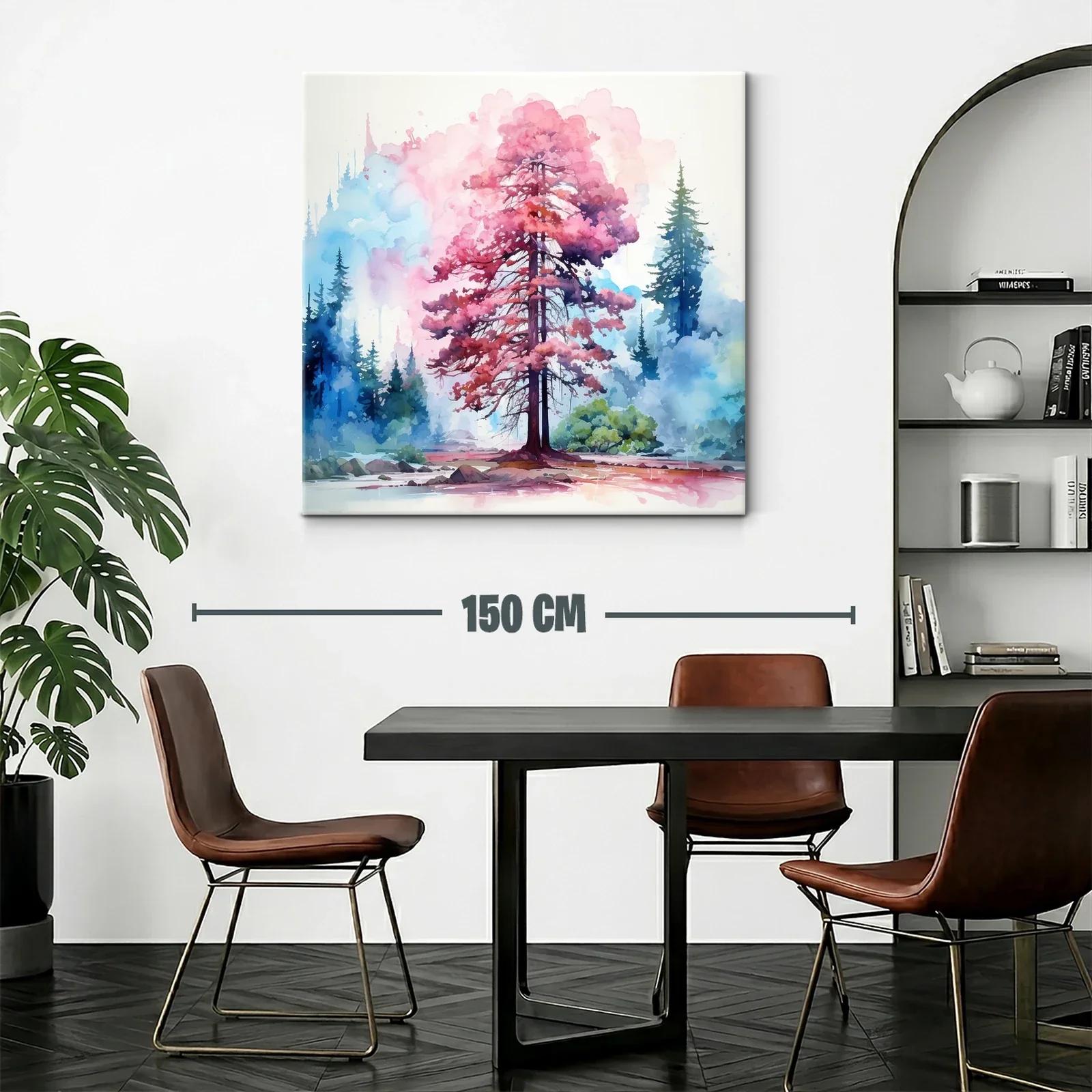 Árbol en tonos rosas y azules con efecto acuarela — miniatura 2
