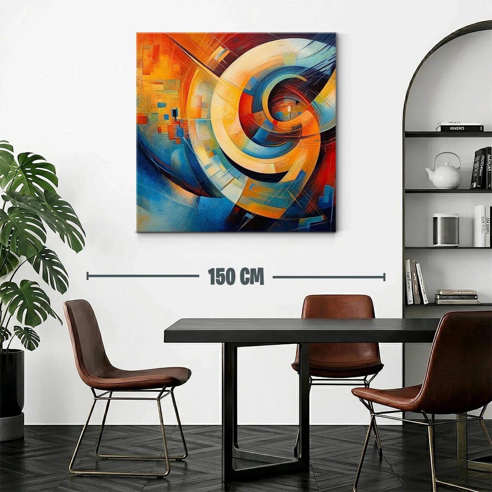 Cuadro abstracto con dinámicas formas y tonos vibrantes — miniatura 2