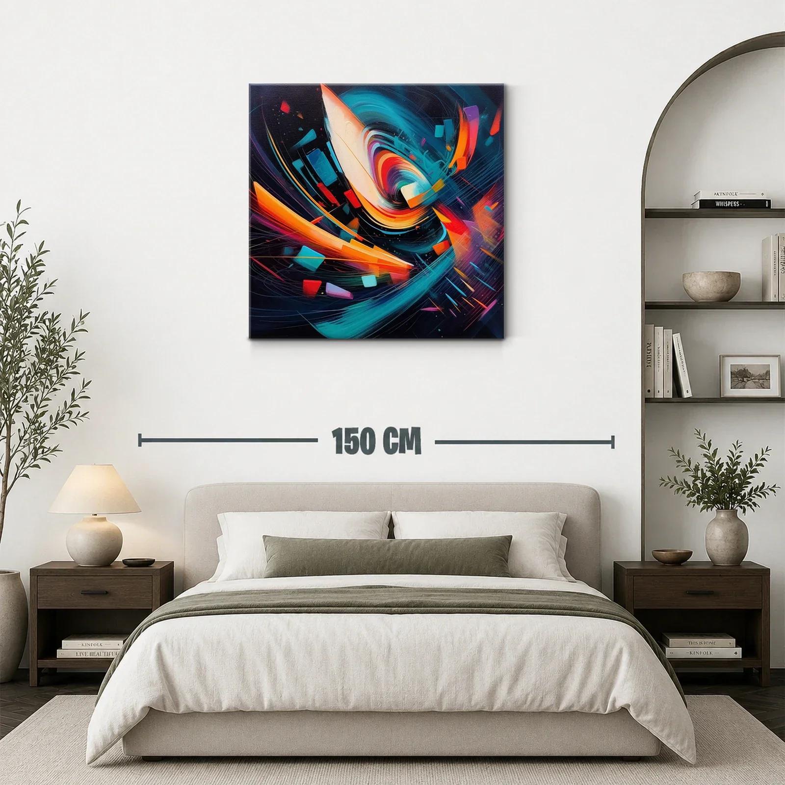Arte abstracto dinámico con vibrantes tonos cálidos y fríos — miniatura 3