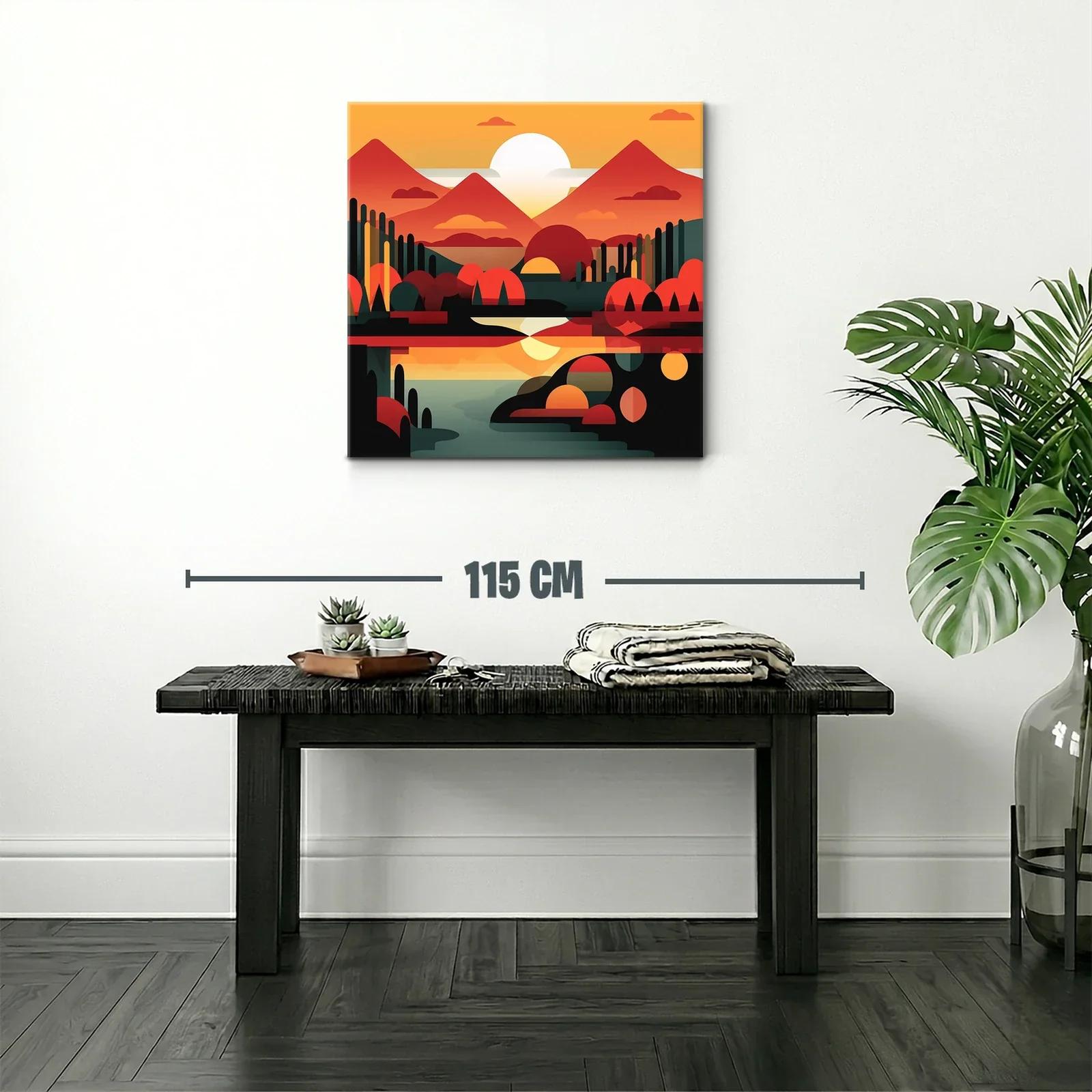 Paisaje geométrico en tonos cálidos al atardecer — miniatura 2