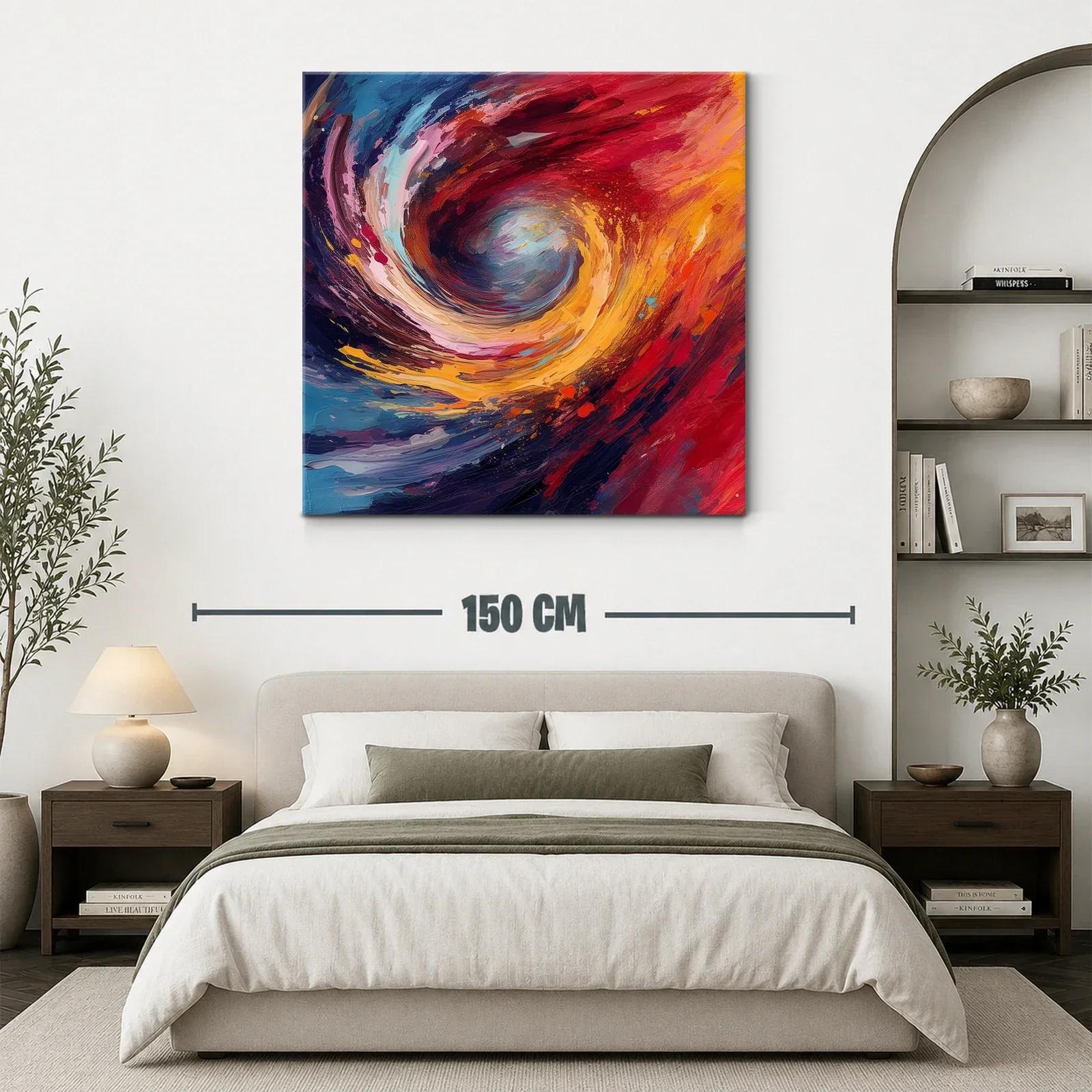 Cuadro abstracto remolino en vibrantes tonos cálidos y fríos — miniatura 3
