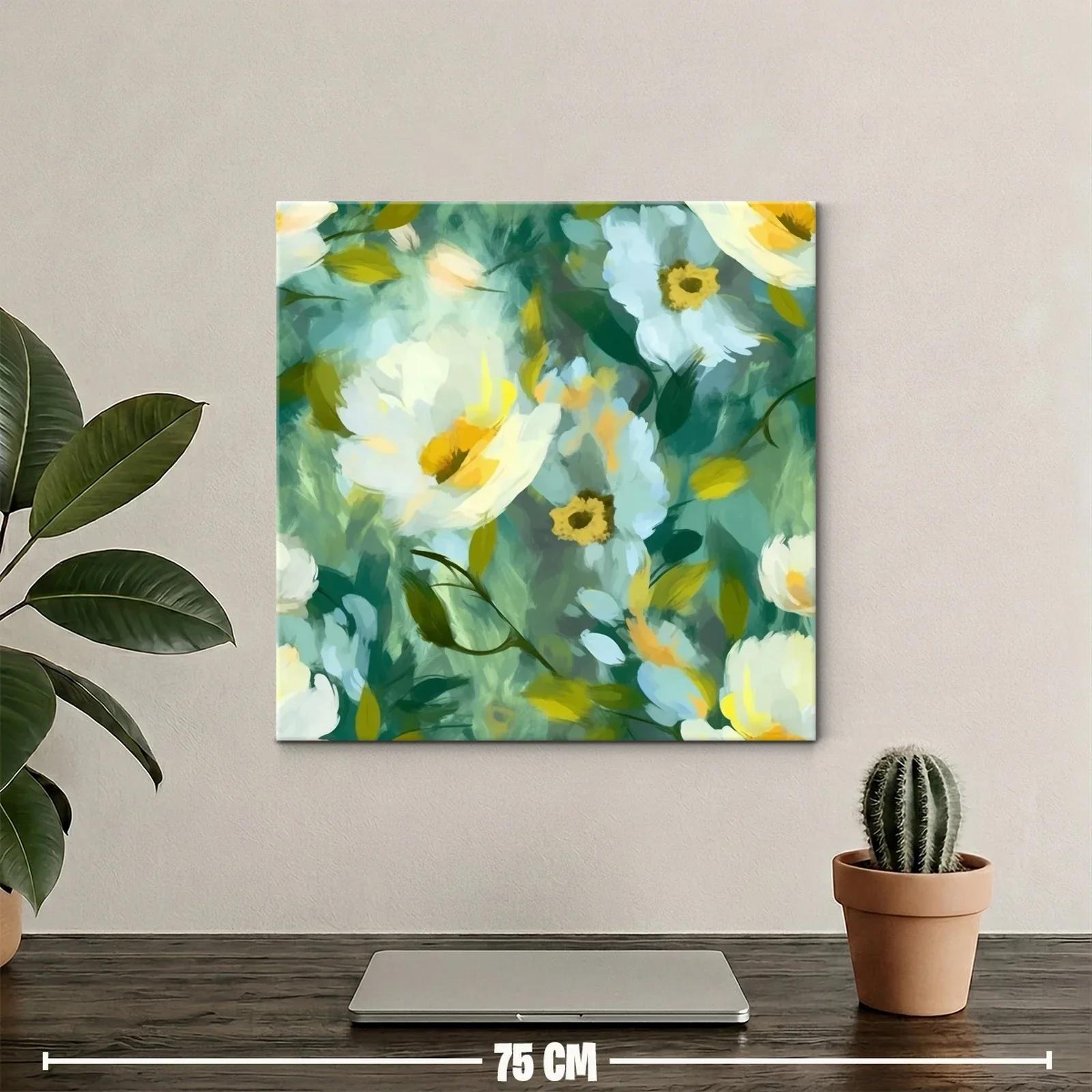 Cuadro floral con tonos verdes y amarillos vibrantes — miniatura 2