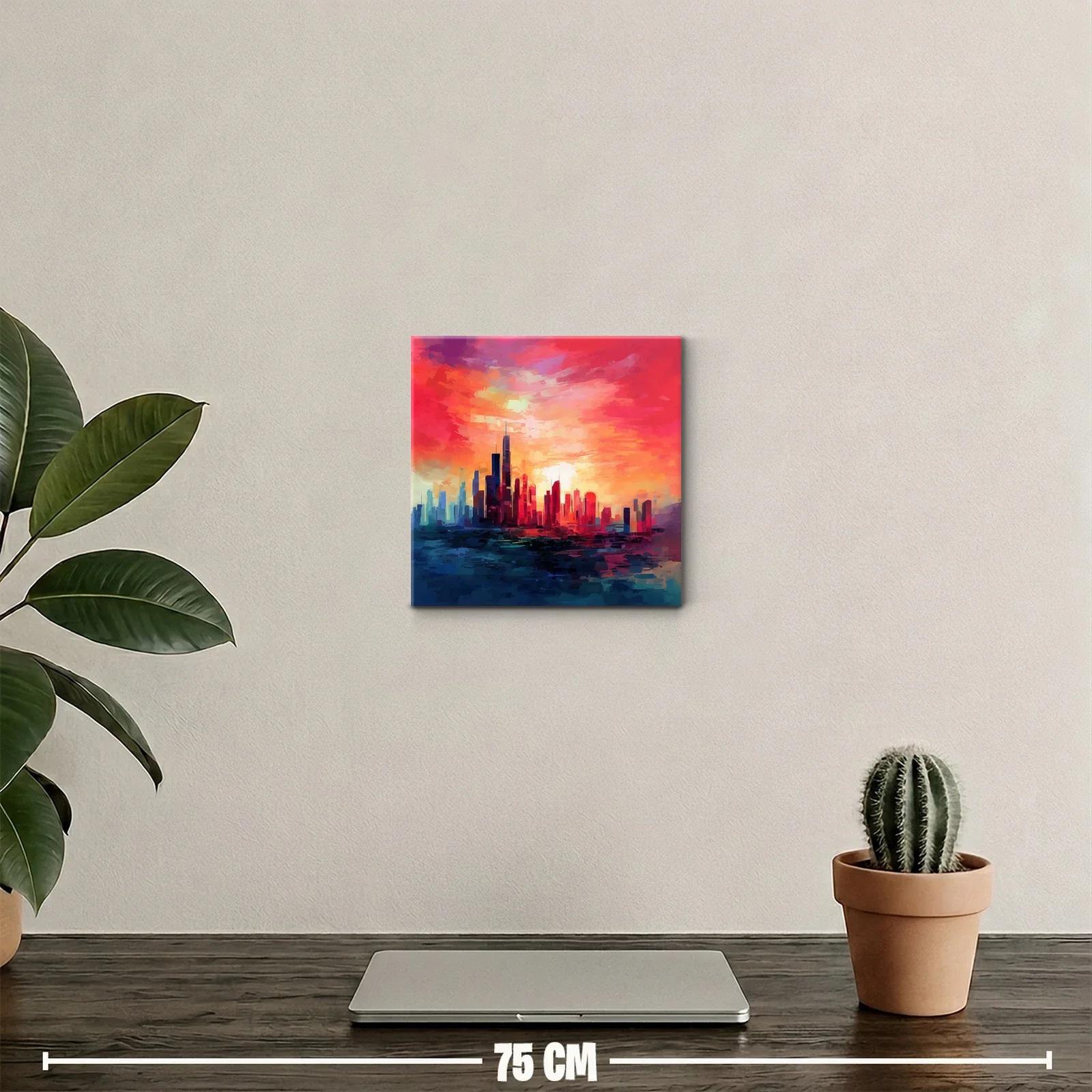 Cityscape at Sunset con vibrantes tonos cálidos y fríos — miniatura 2