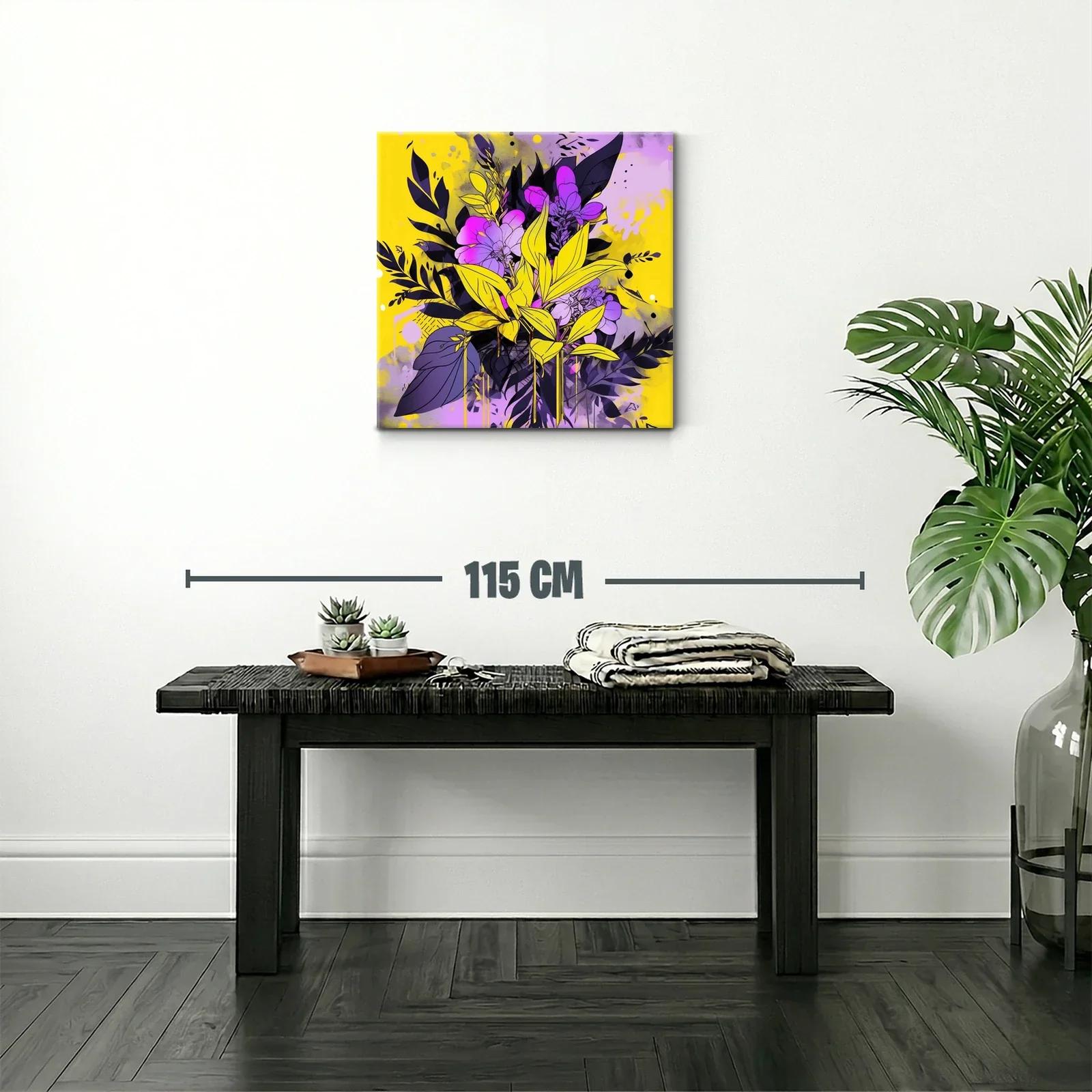 Composición floral vibrante en tonos violetas y amarillos — miniatura 2