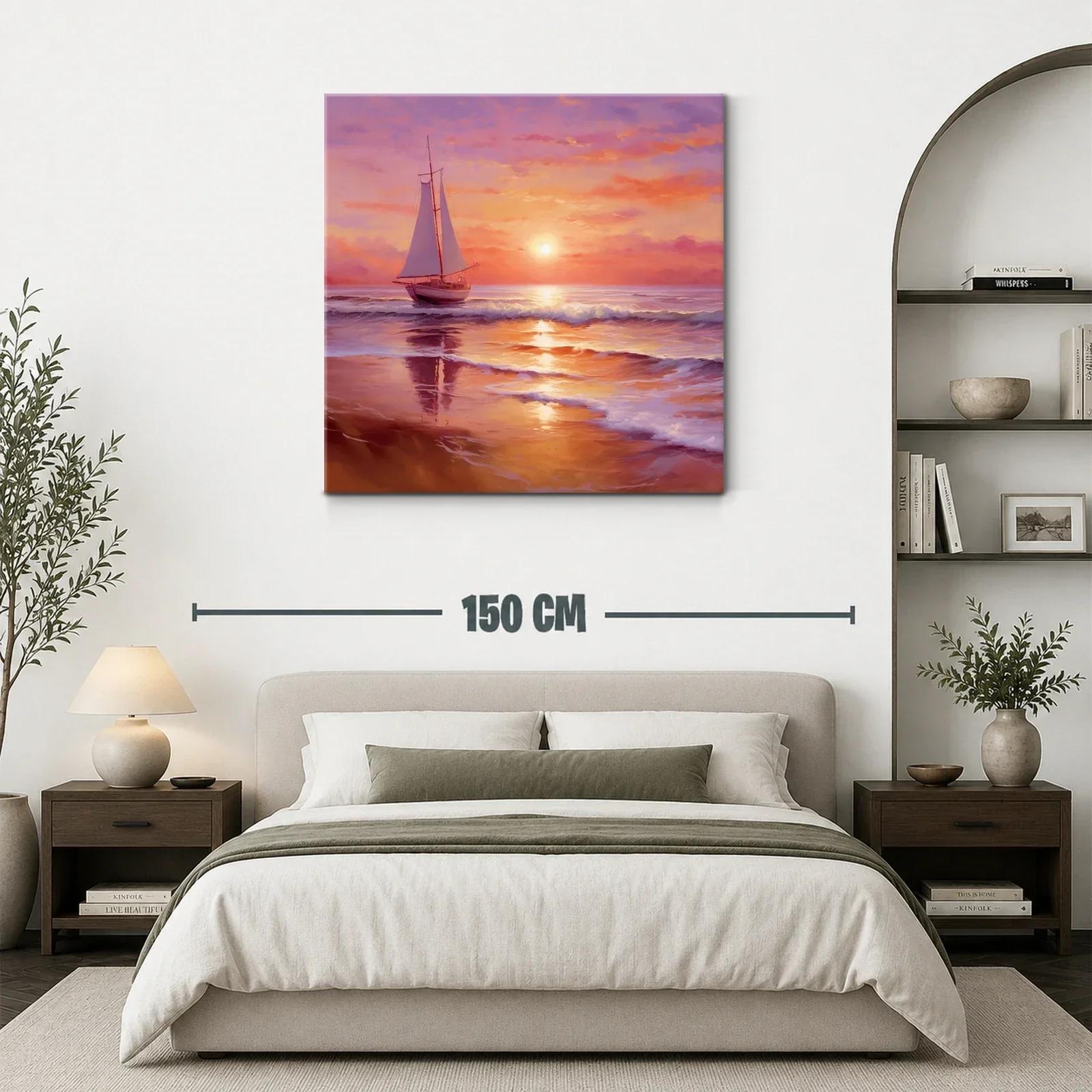 Atardecer sereno con velero navegando en mar tranquilo — miniatura 3