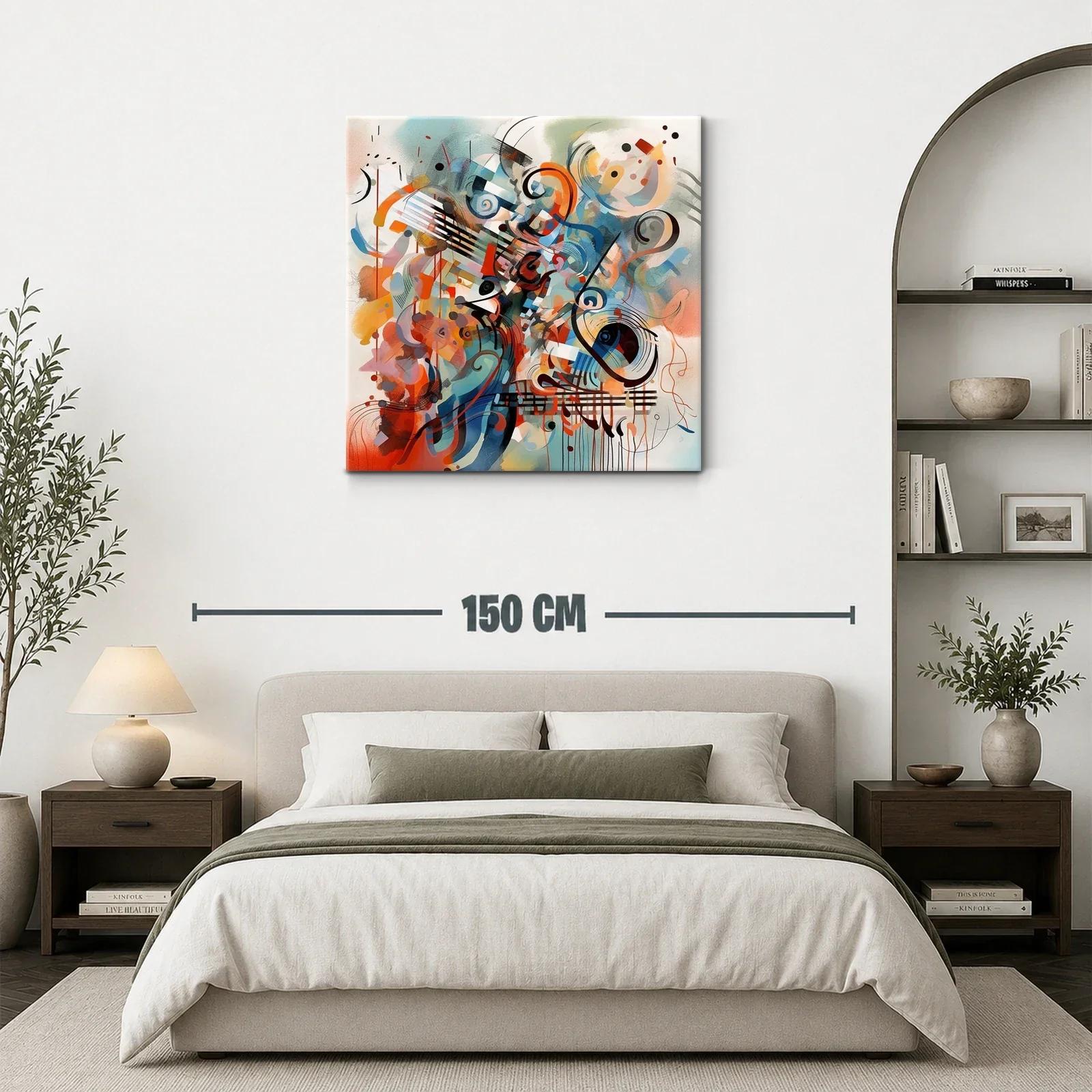 Composición abstracta con notas musicales vibrantes — miniatura 3