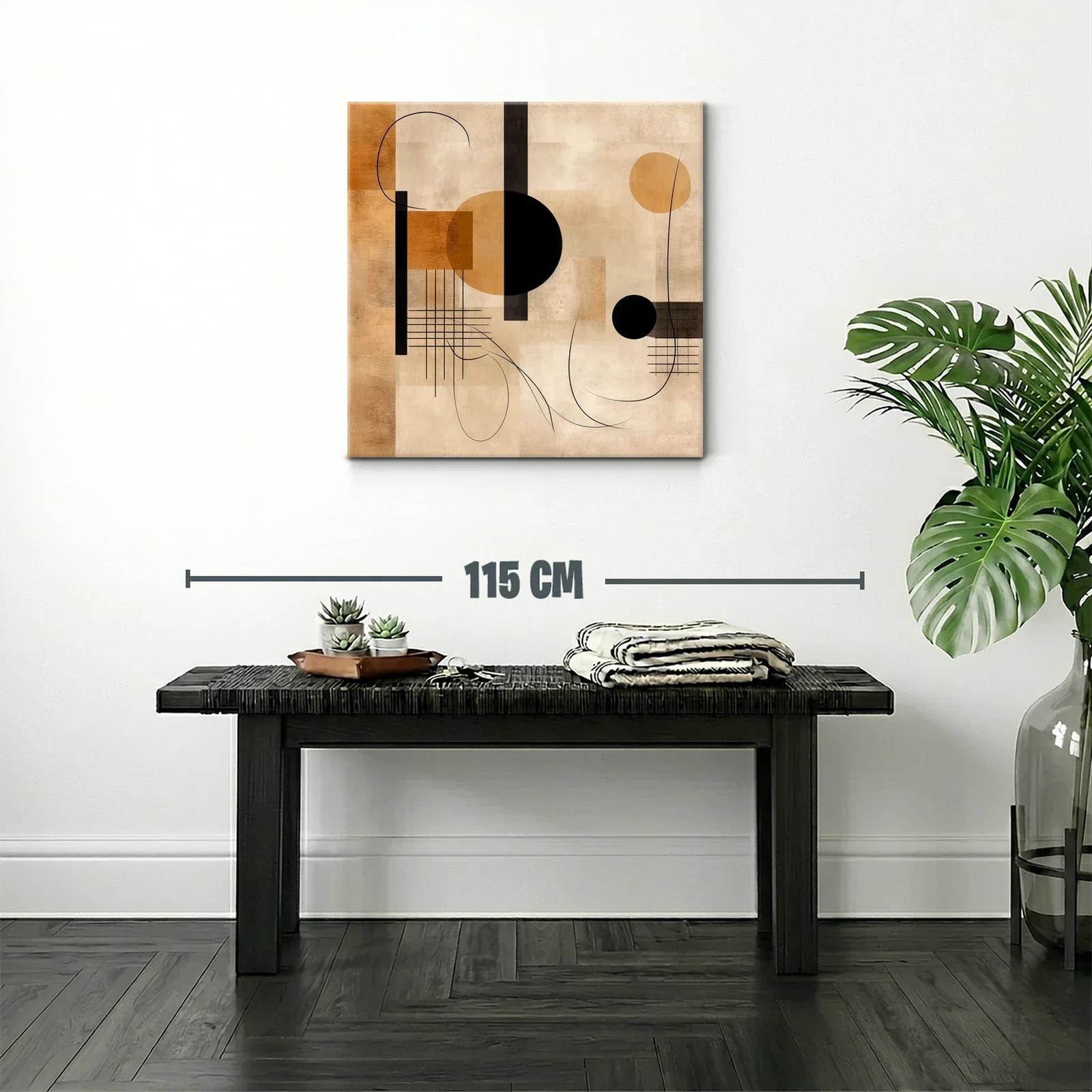 Cuadro abstracto con formas geométricas y tonos cálidos — miniatura 2