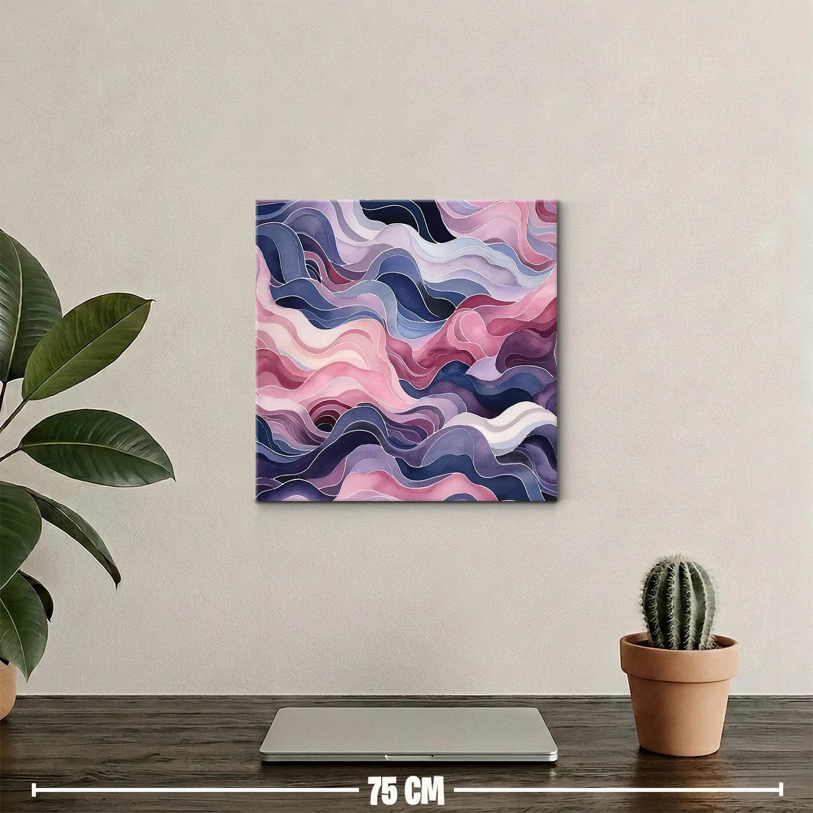 Cuadro abstracto elegante en tonos suaves y ondas fluidas — miniatura 2