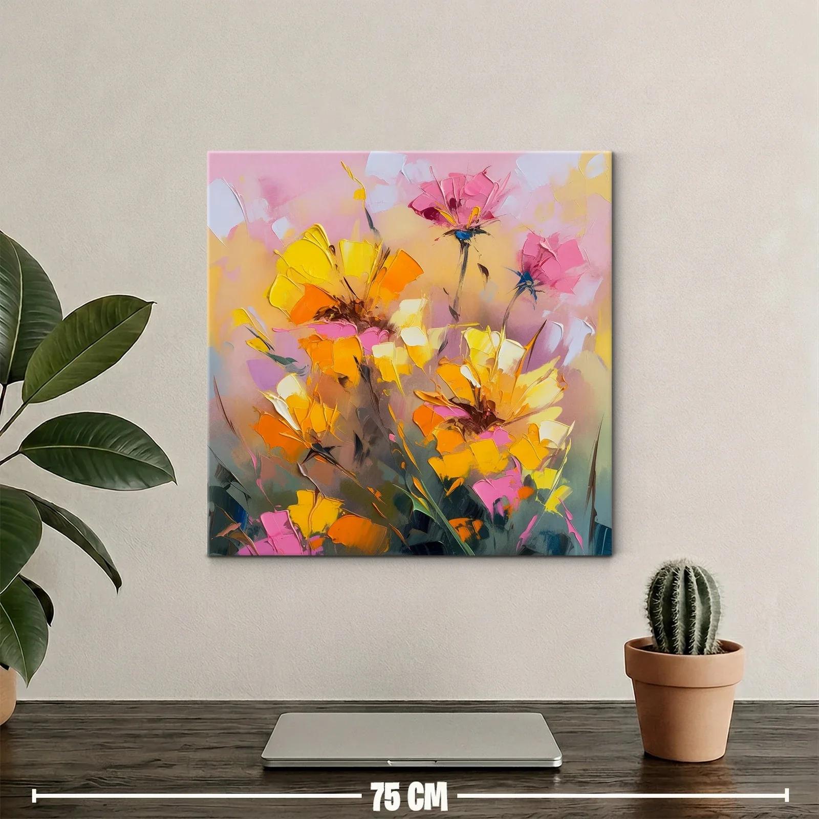 Cuadro floral abstracto en tonos cálidos y vibrantes — miniatura 2