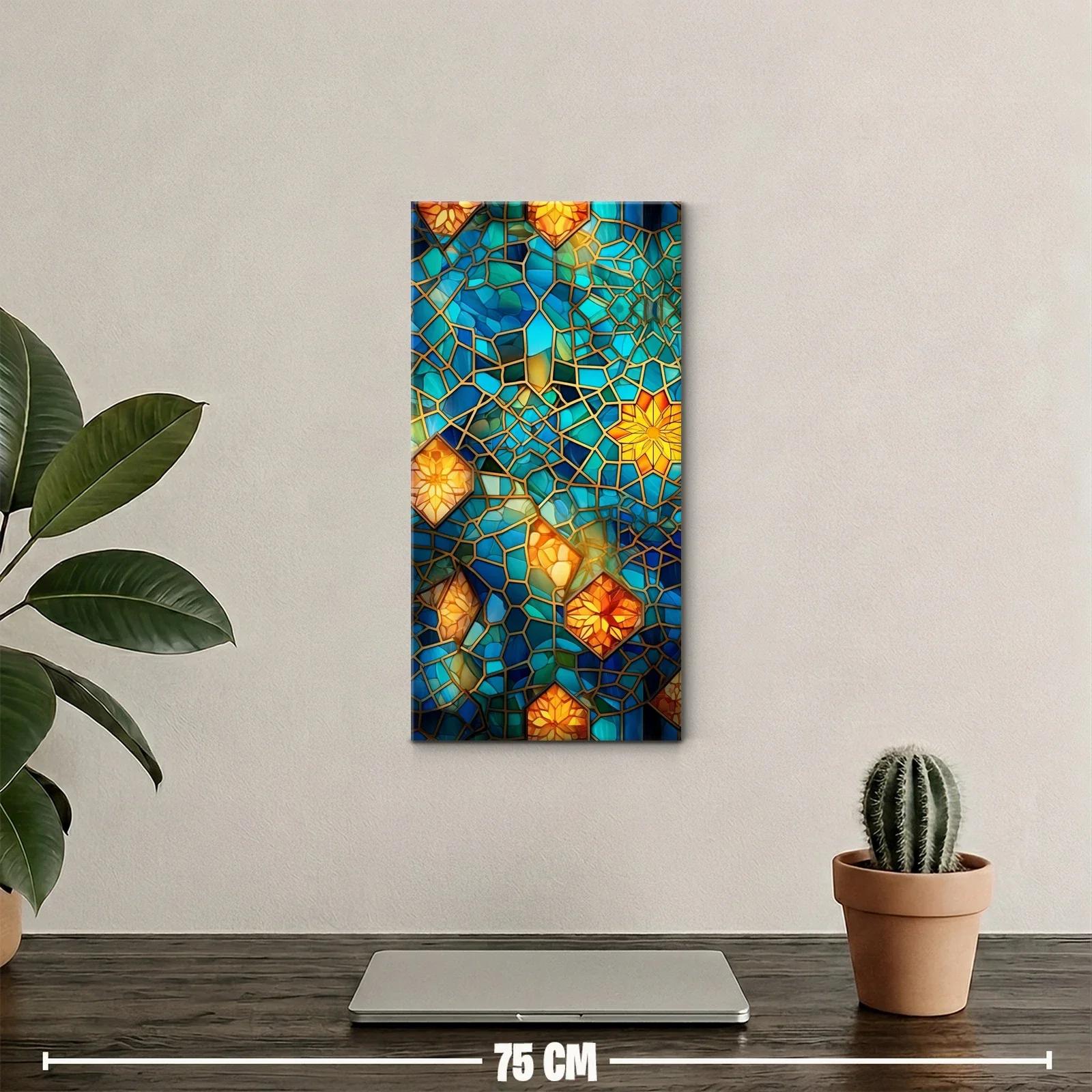 Cuadro vidriera de mosaico abstracta con estrellas cálidas — miniatura 2