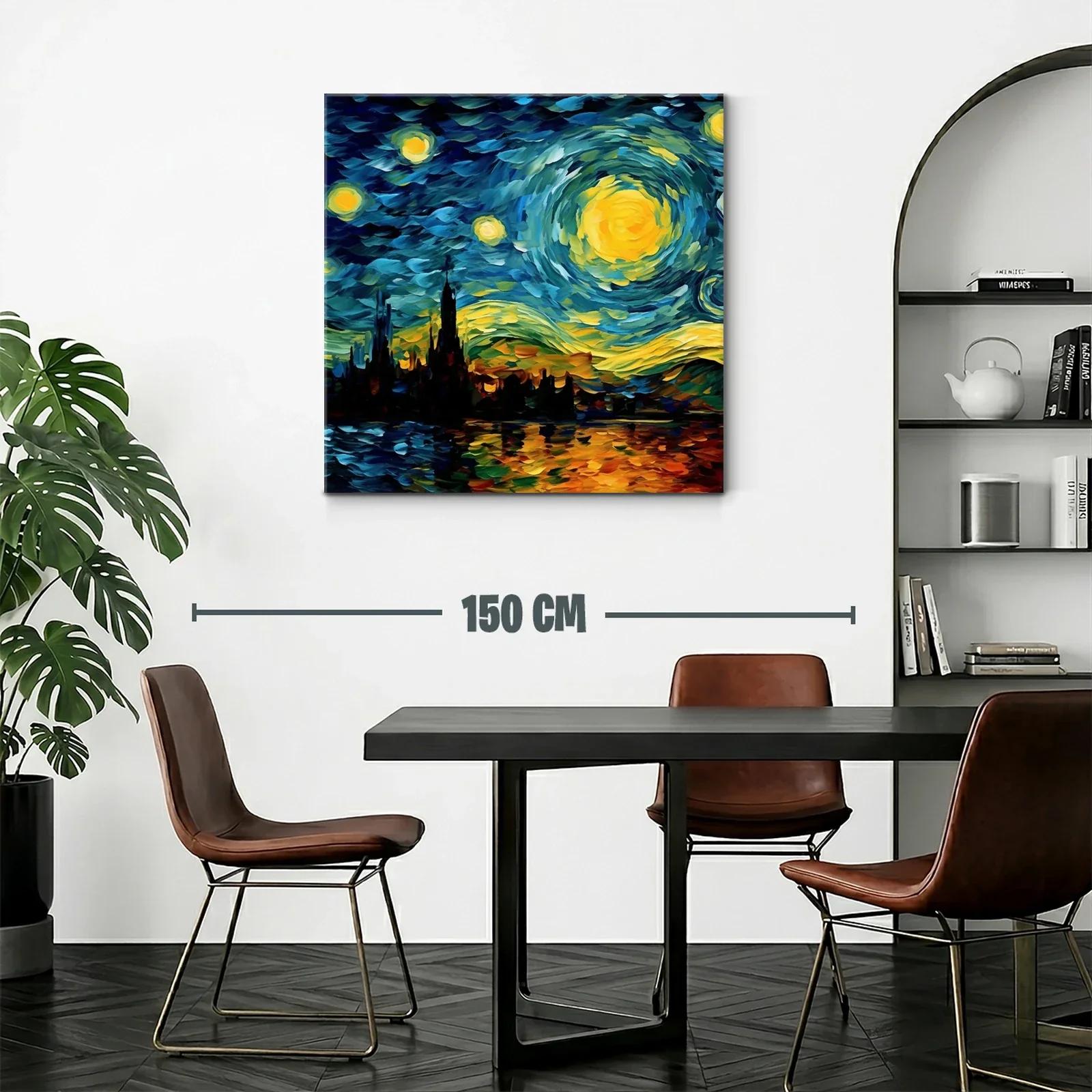 Cielo estrellado vibrante sobre ciudad reflejada en agua — miniatura 2