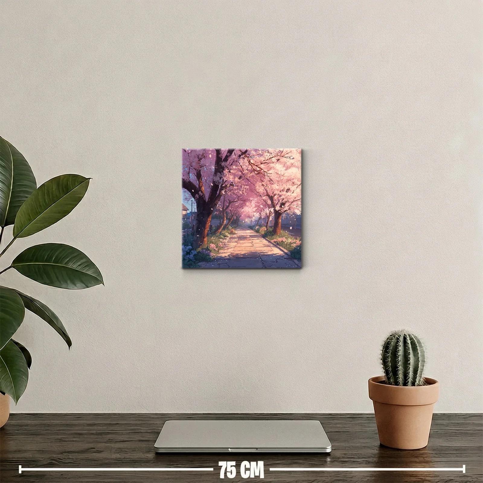 Camino de Cerezos en Flor bajo Luz Suave del Atardecer — miniatura 2