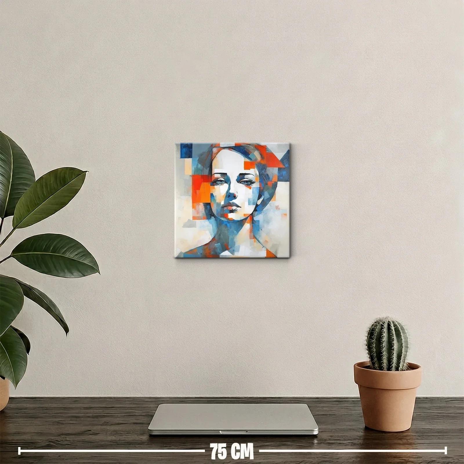 Retrato abstracto femenino con vibrantes tonos azul y naranja — miniatura 2