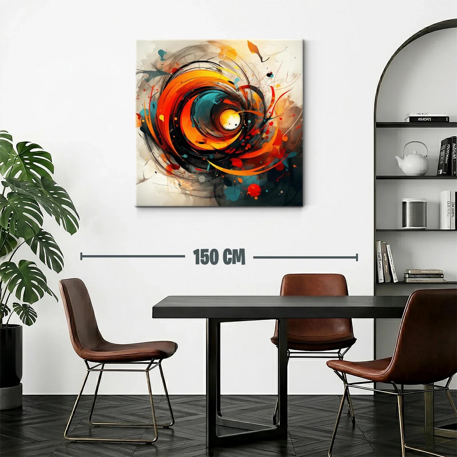 Cuadro abstracto con remolino de tonos cálidos y contrastes vibrantes — miniatura 2