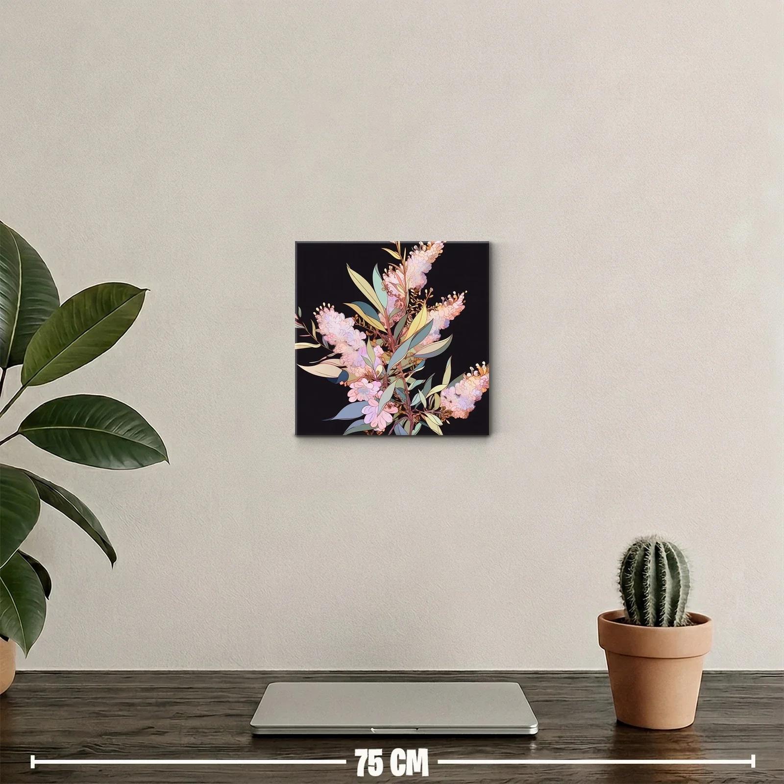 Ramaje Floral en Tonos Pastel sobre Fondo Oscuro — miniatura 2