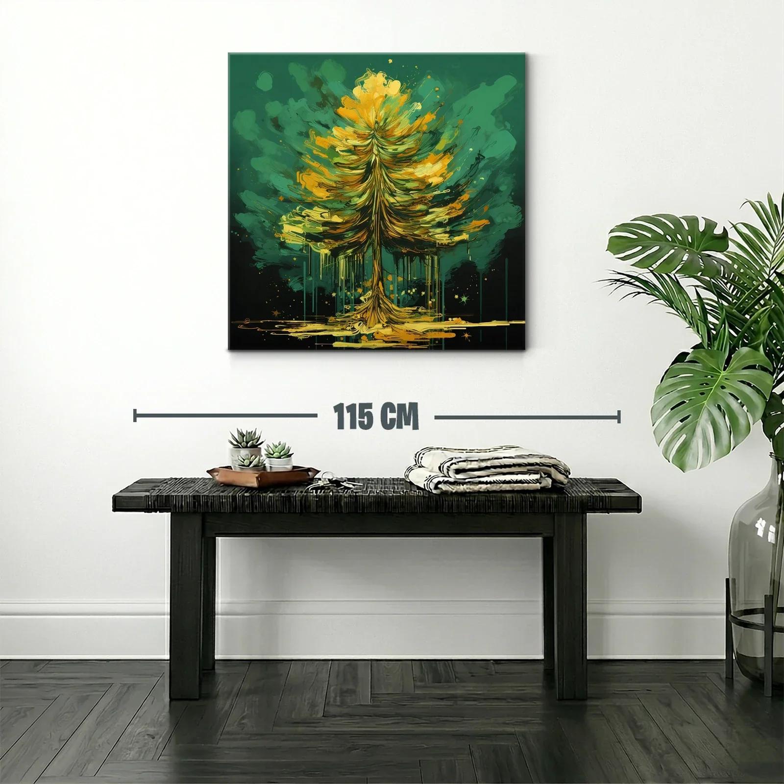 Árbol vibrante en tonos verdes y dorados — miniatura 2