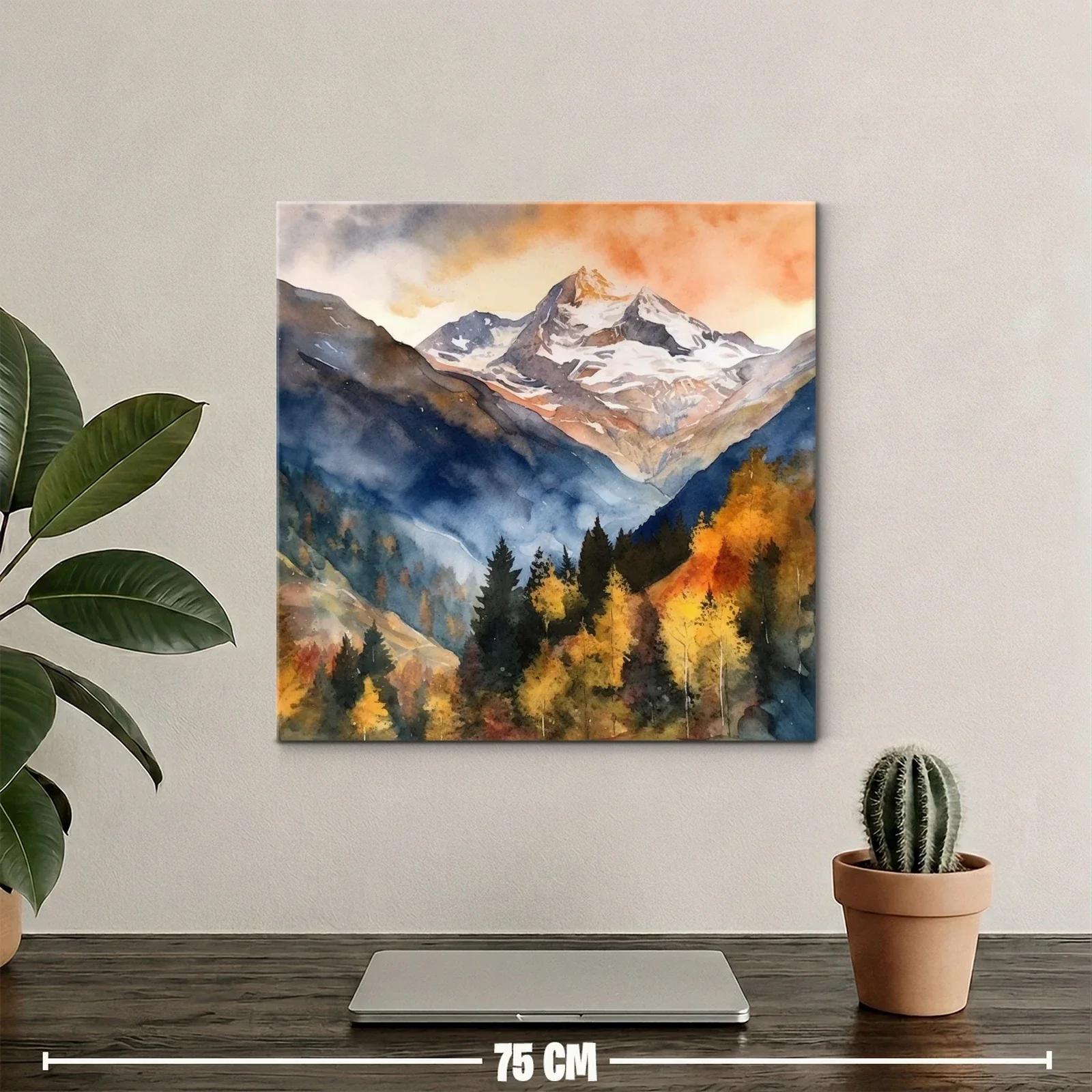 Paisaje montañoso con tonos otoñales y cielos cálidos — miniatura 2