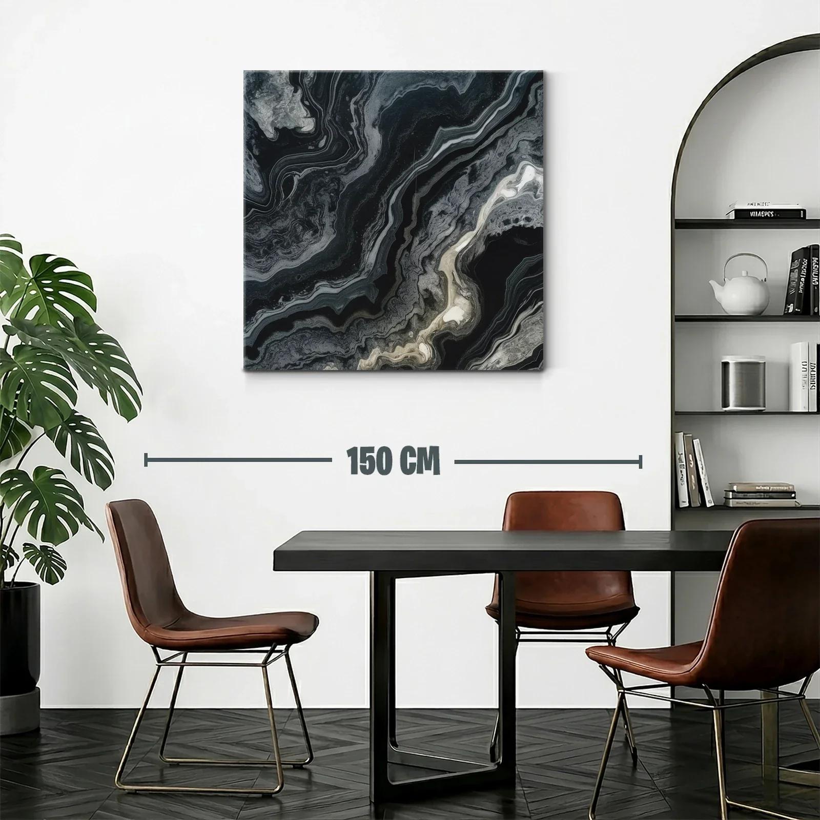 Cuadro abstracto en tonos grises y negros con toques beige — miniatura 2