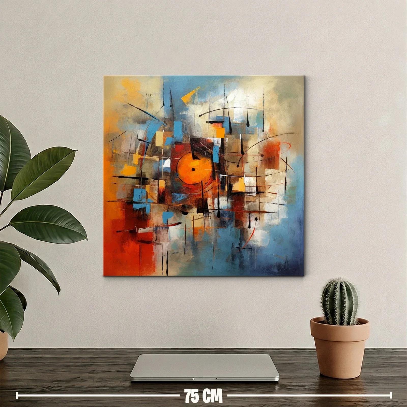 Cuadro abstracto moderno con vibrantes tonos cálidos y fríos — miniatura 2