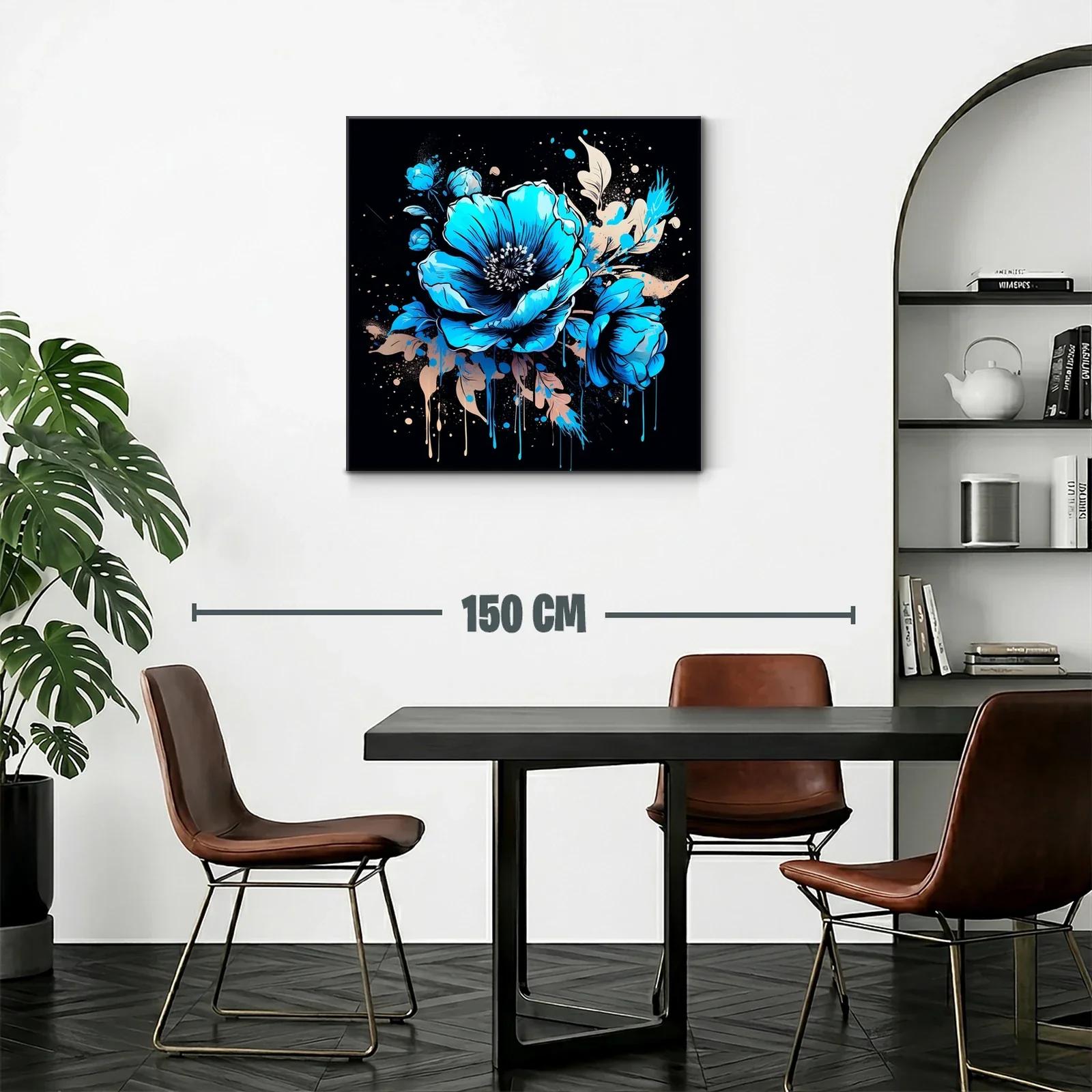 Flores vibrantes en tonos azules sobre fondo oscuro — miniatura 2