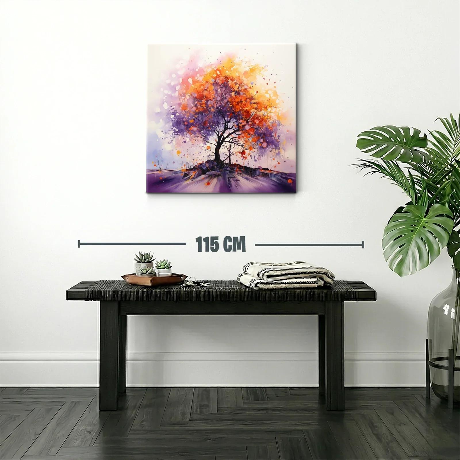 Árbol vibrante con tonos cálidos y morados en movimiento — miniatura 2