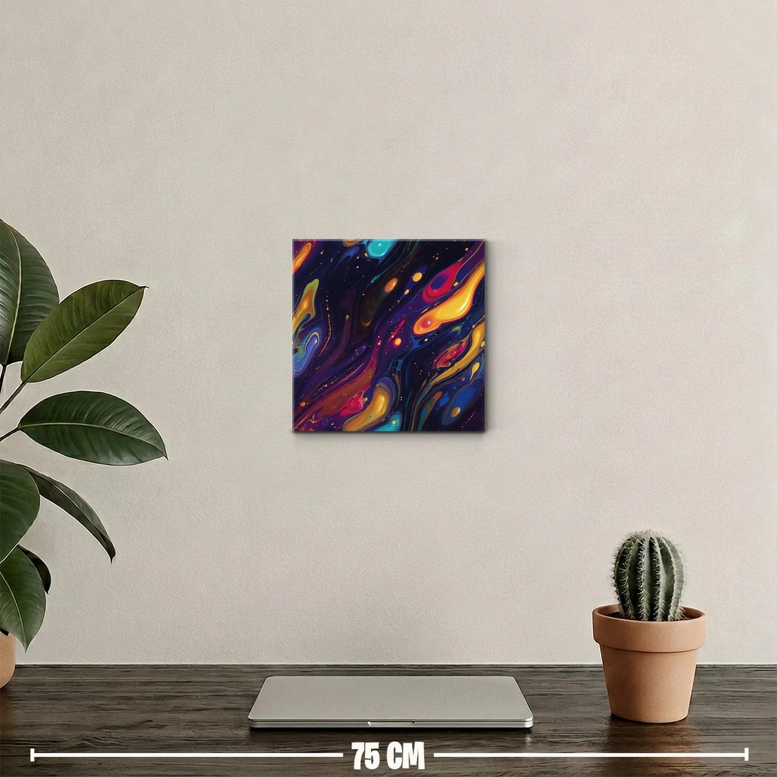 Cuadro abstracto con remolinos de colores vibrantes y dinámicos — miniatura 2