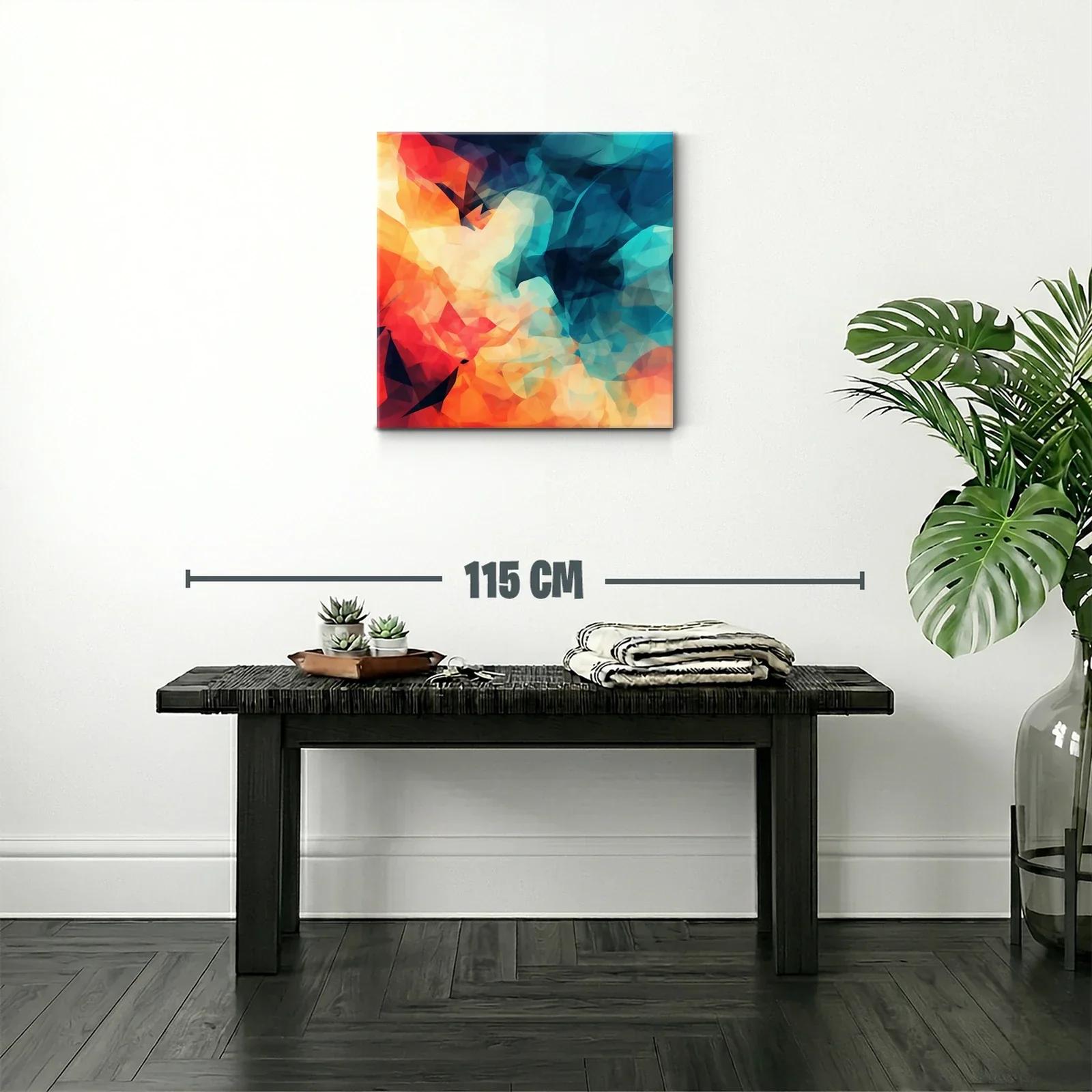 Cuadro abstracto en tonos cálidos y fríos vibrantes — miniatura 2