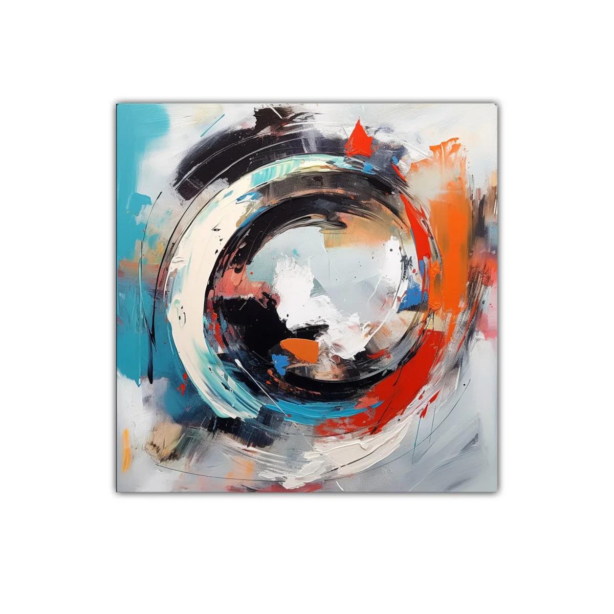 Cuadro abstracto con vibrantes tonos azules y naranjas — miniatura 1