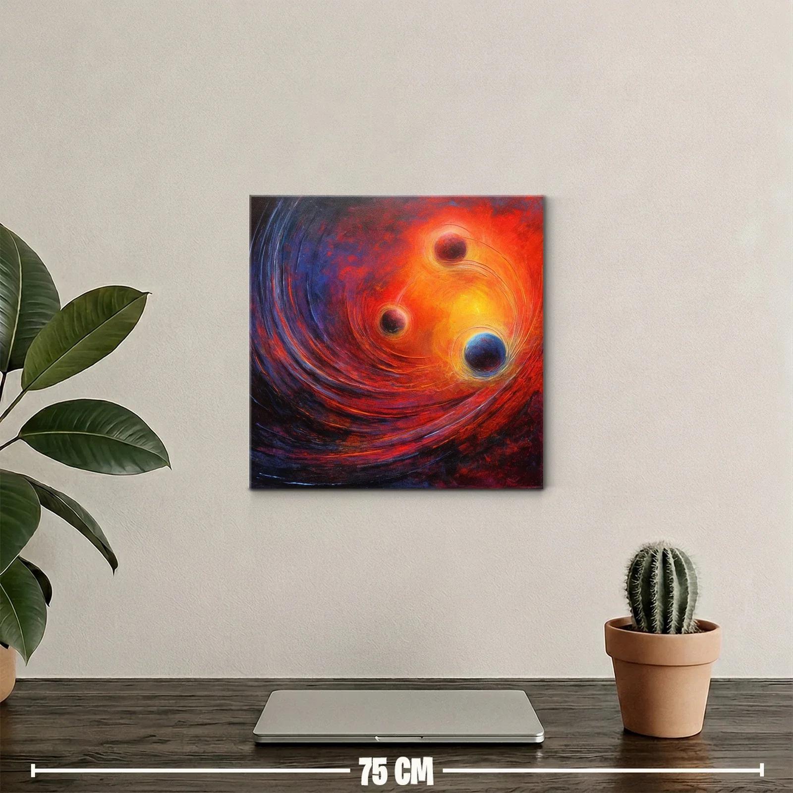 Cuadro abstracto con esferas y energía cósmica brillante — miniatura 2