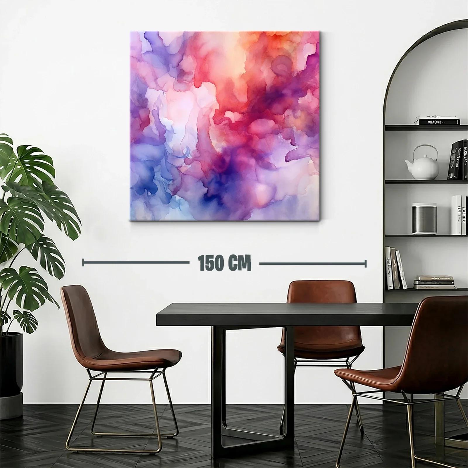 Cuadro abstracto con tonos cálidos y lilas vibrantes — miniatura 2