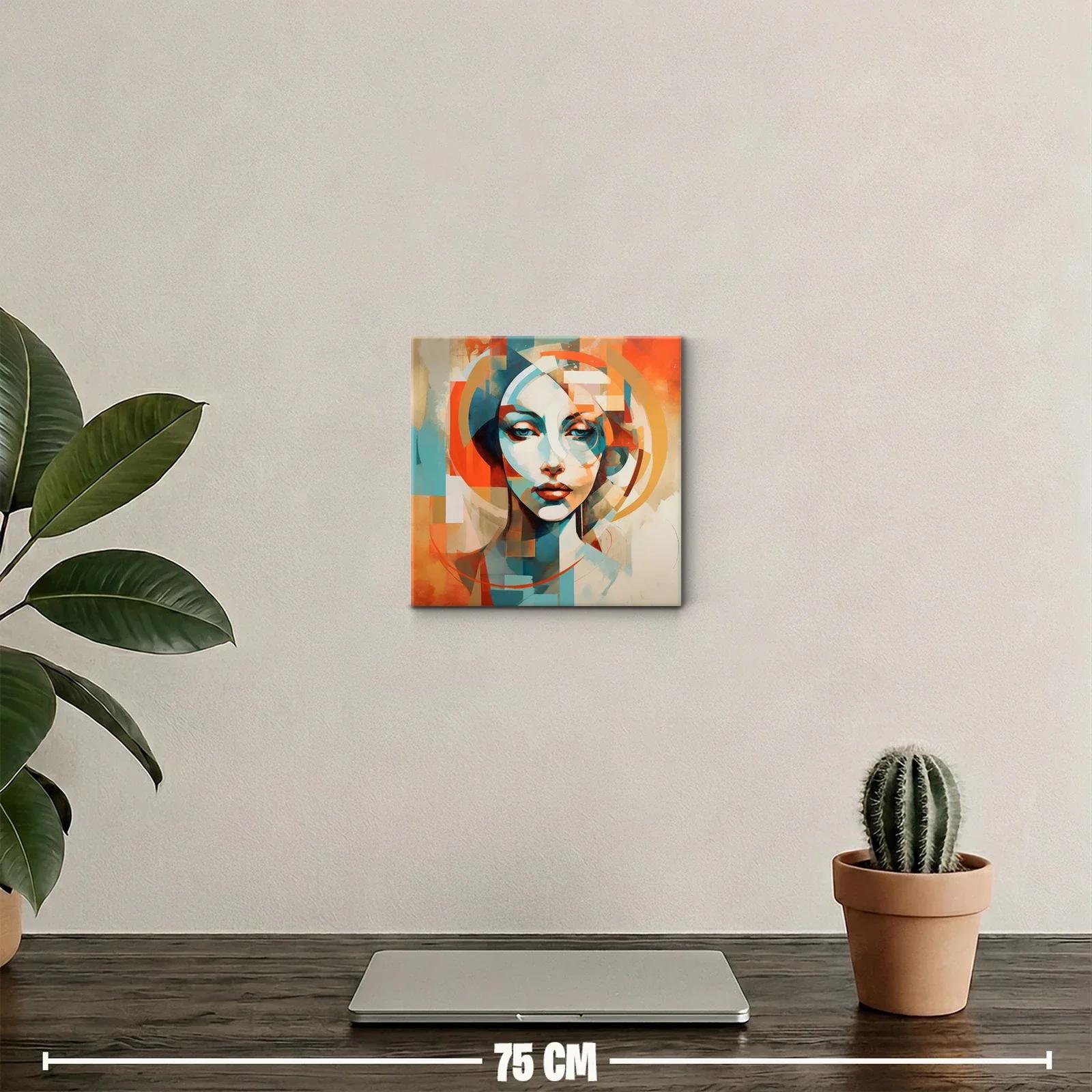 Retrato moderno en tonos cálidos y azules vibrantes — miniatura 2