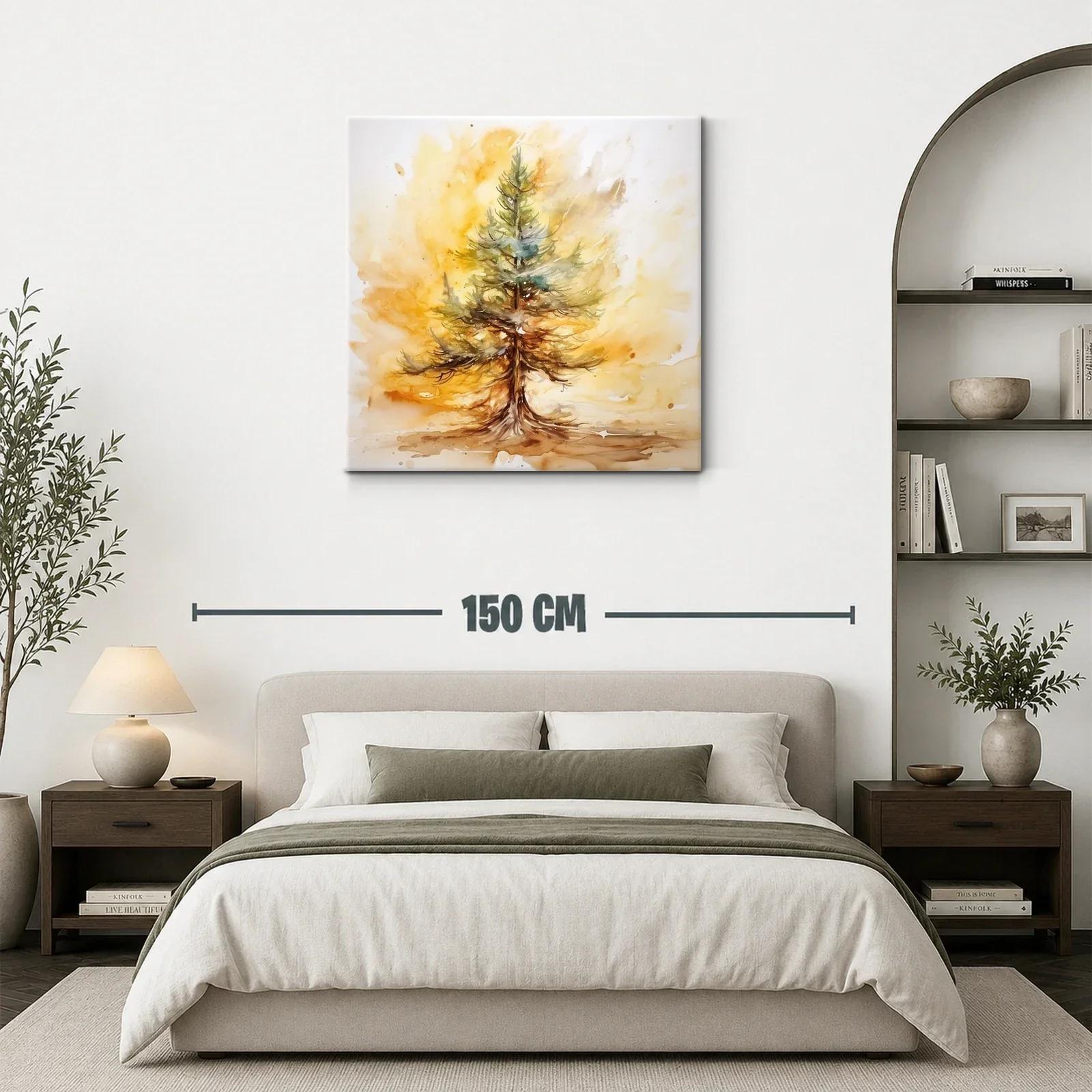 Cuadro con árbol en tonos cálidos y verdes — miniatura 3