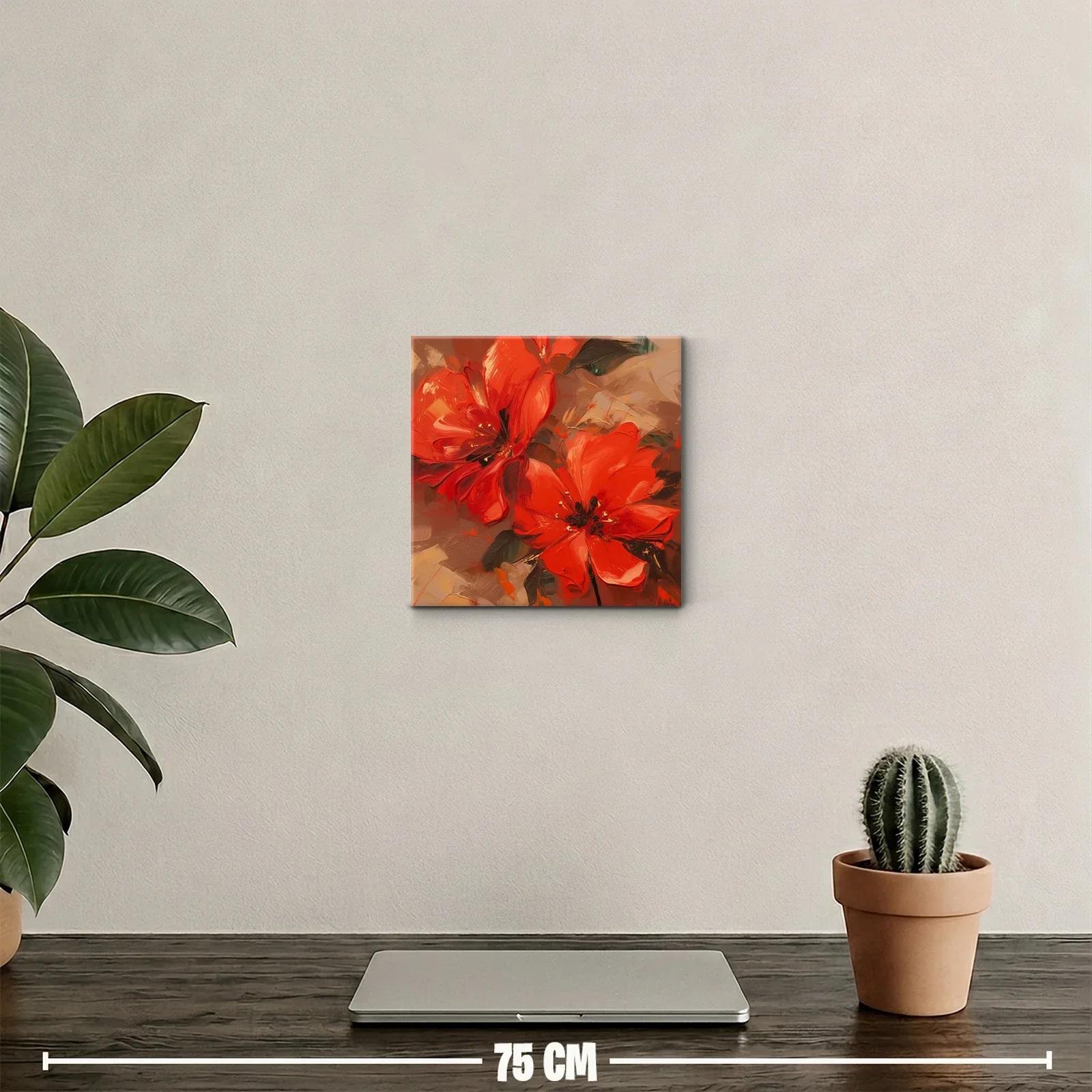Cuadro decorativo con flores rojas vibrantes y elegancia orgánica — miniatura 2