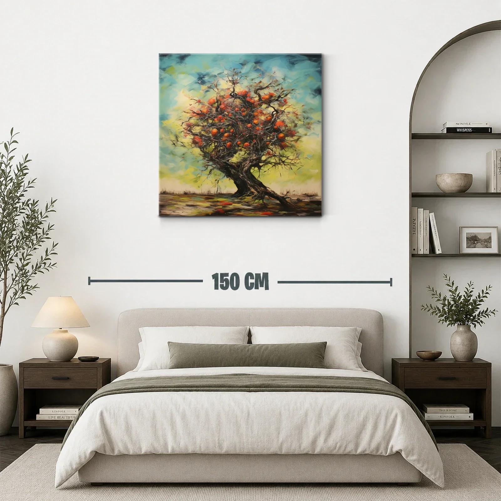 Árbol frutal con vibrantes tonos de naranja y azul — miniatura 3