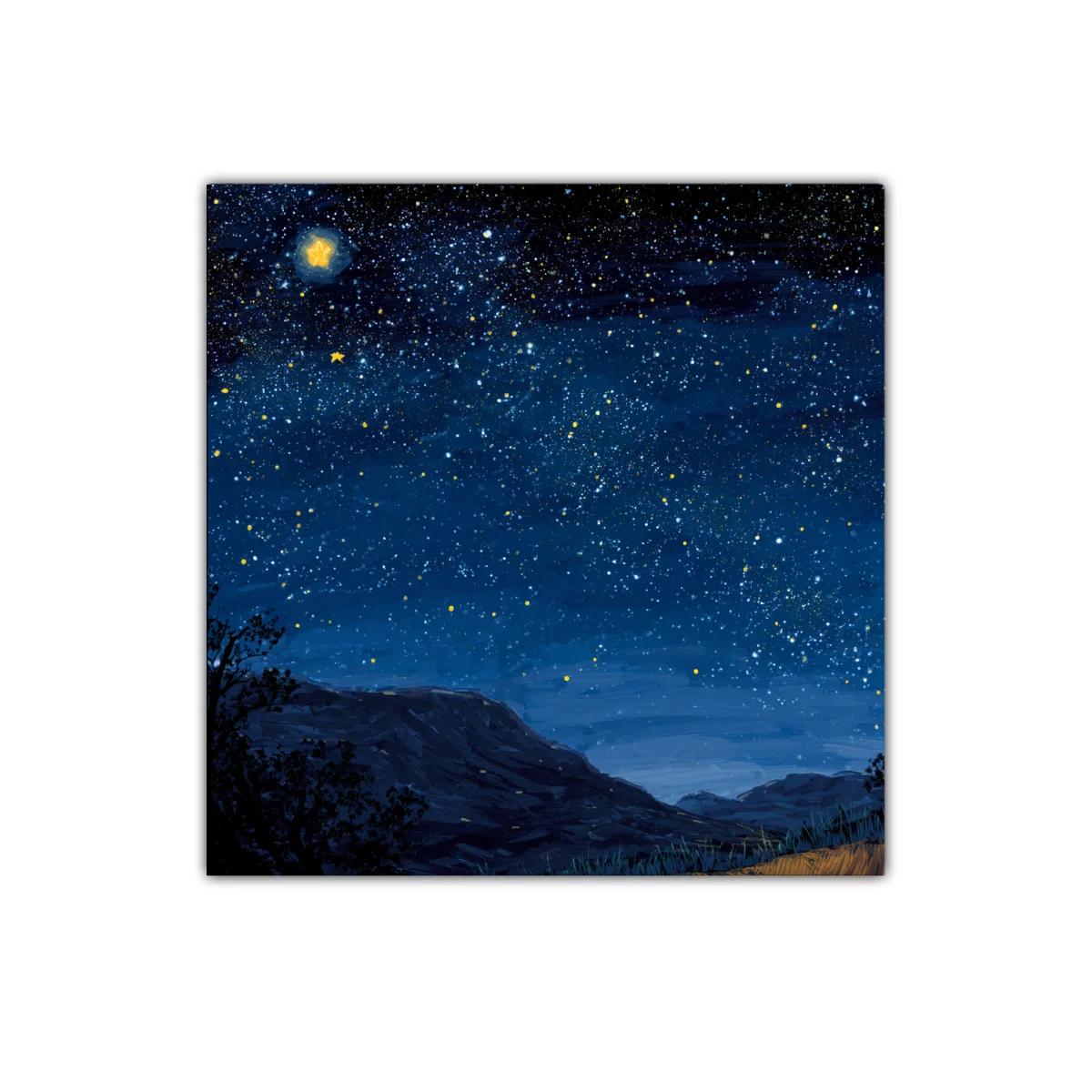 Cielo estrellado con montañas en calma nocturna — miniatura 1