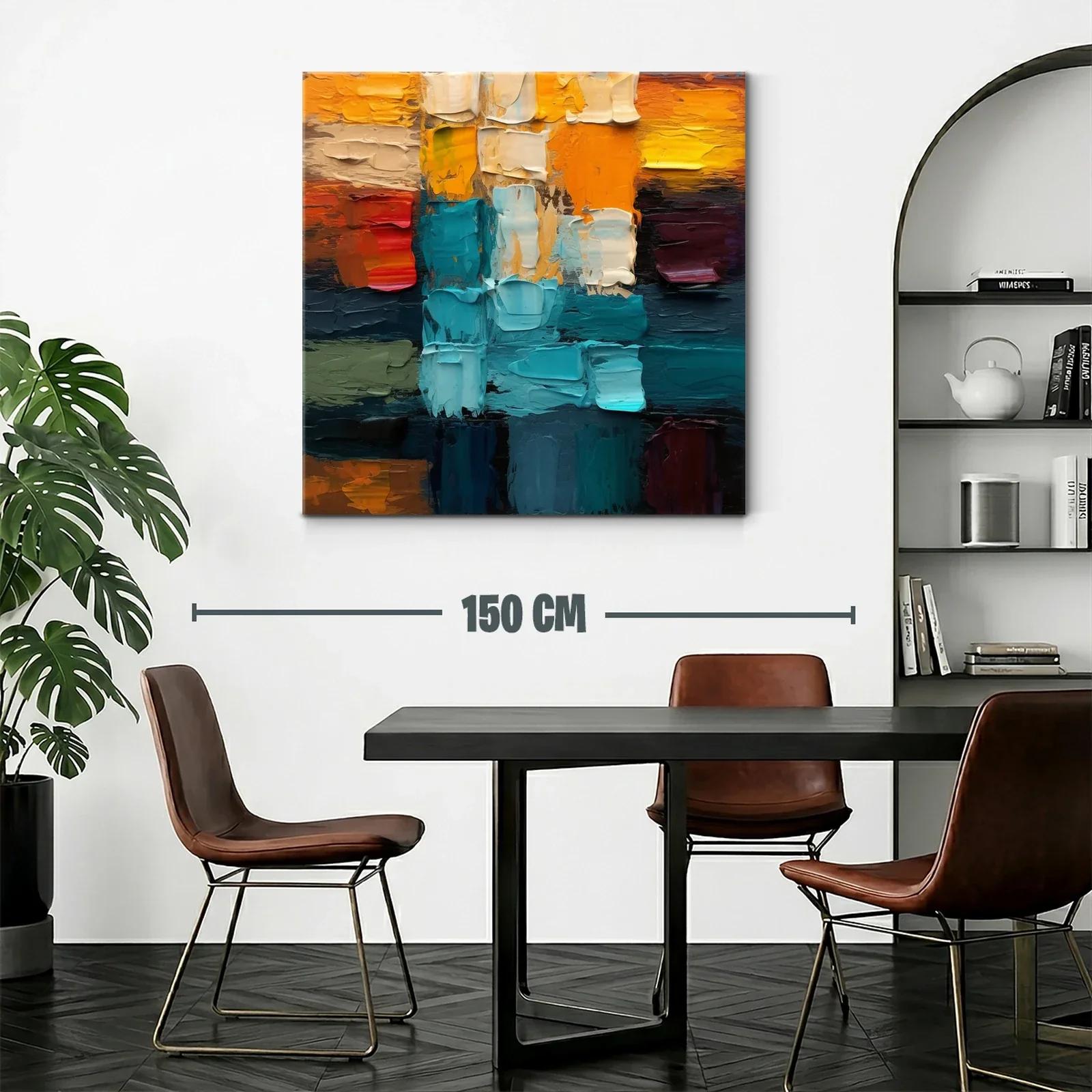 Composición abstracta en tonos cálidos y fríos vibrantes — miniatura 2