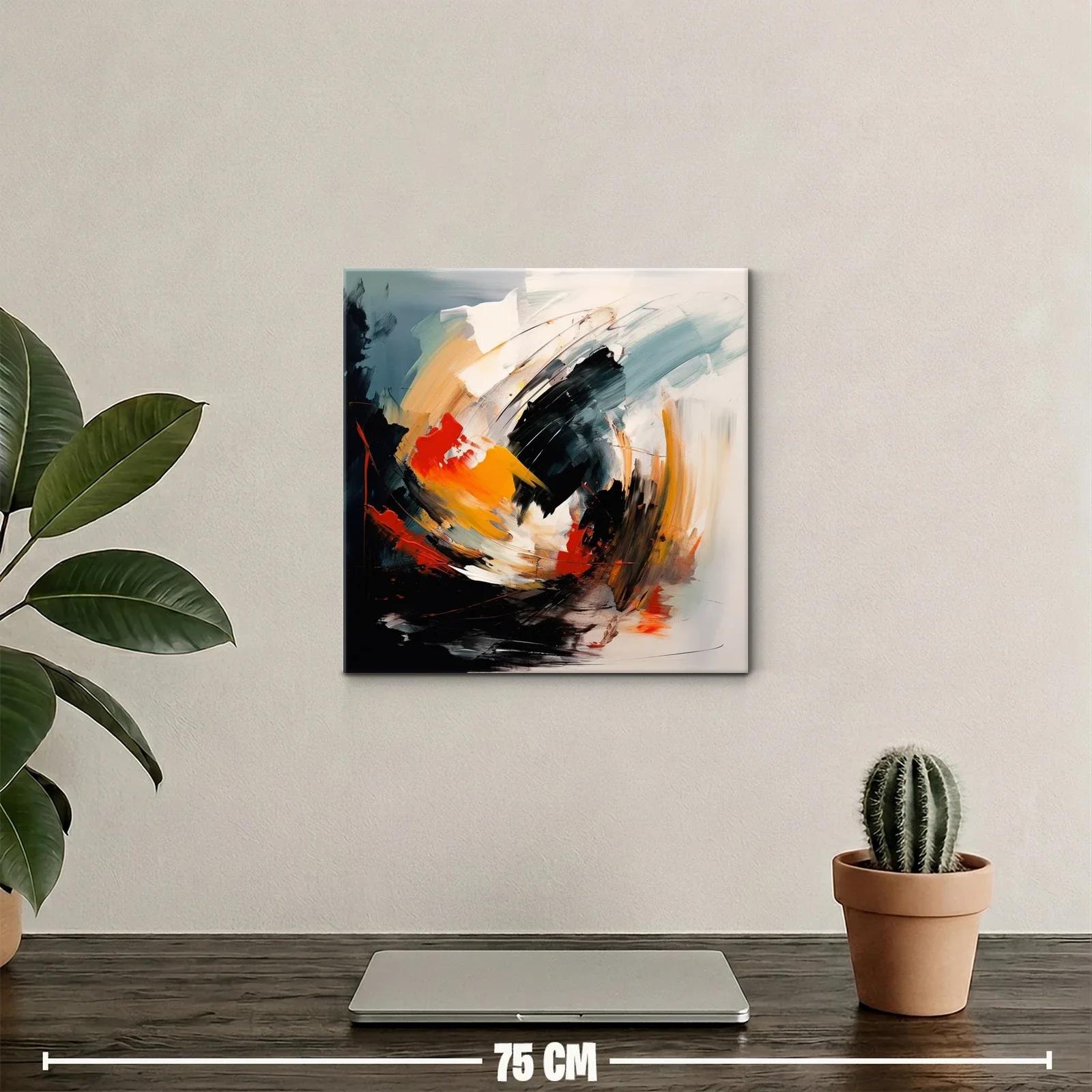 Cuadro abstracto con energía en tonos cálidos y oscuros — miniatura 2